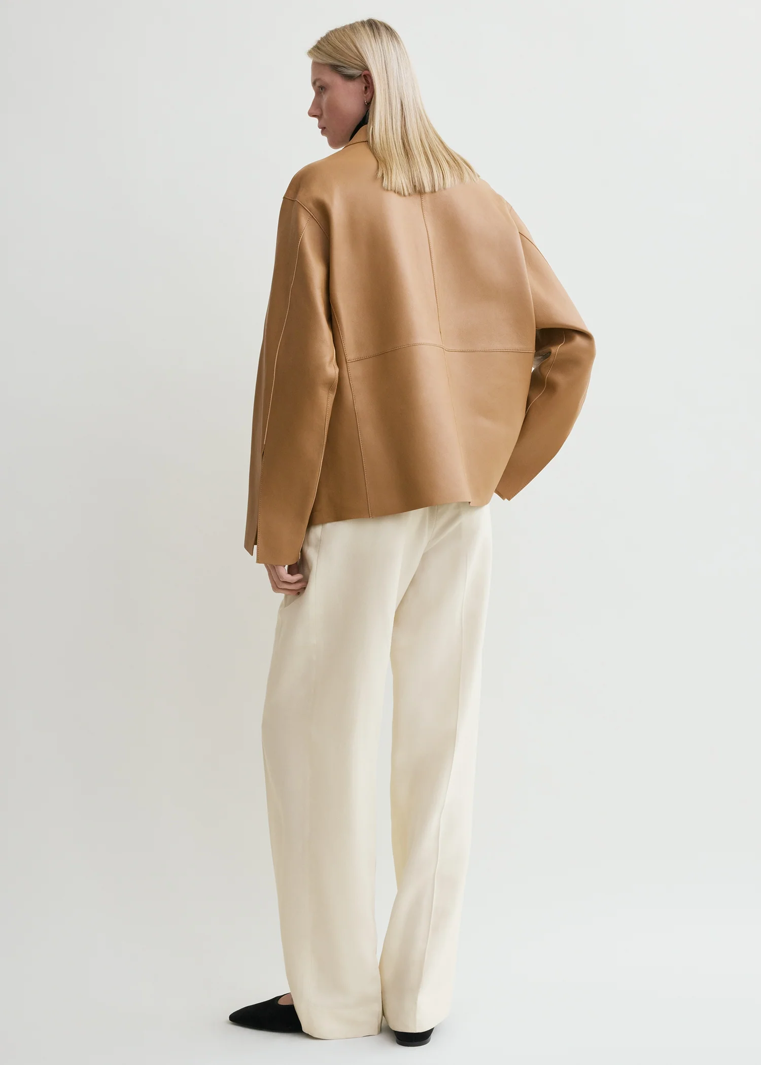 Army leather jacket camel - Image 3