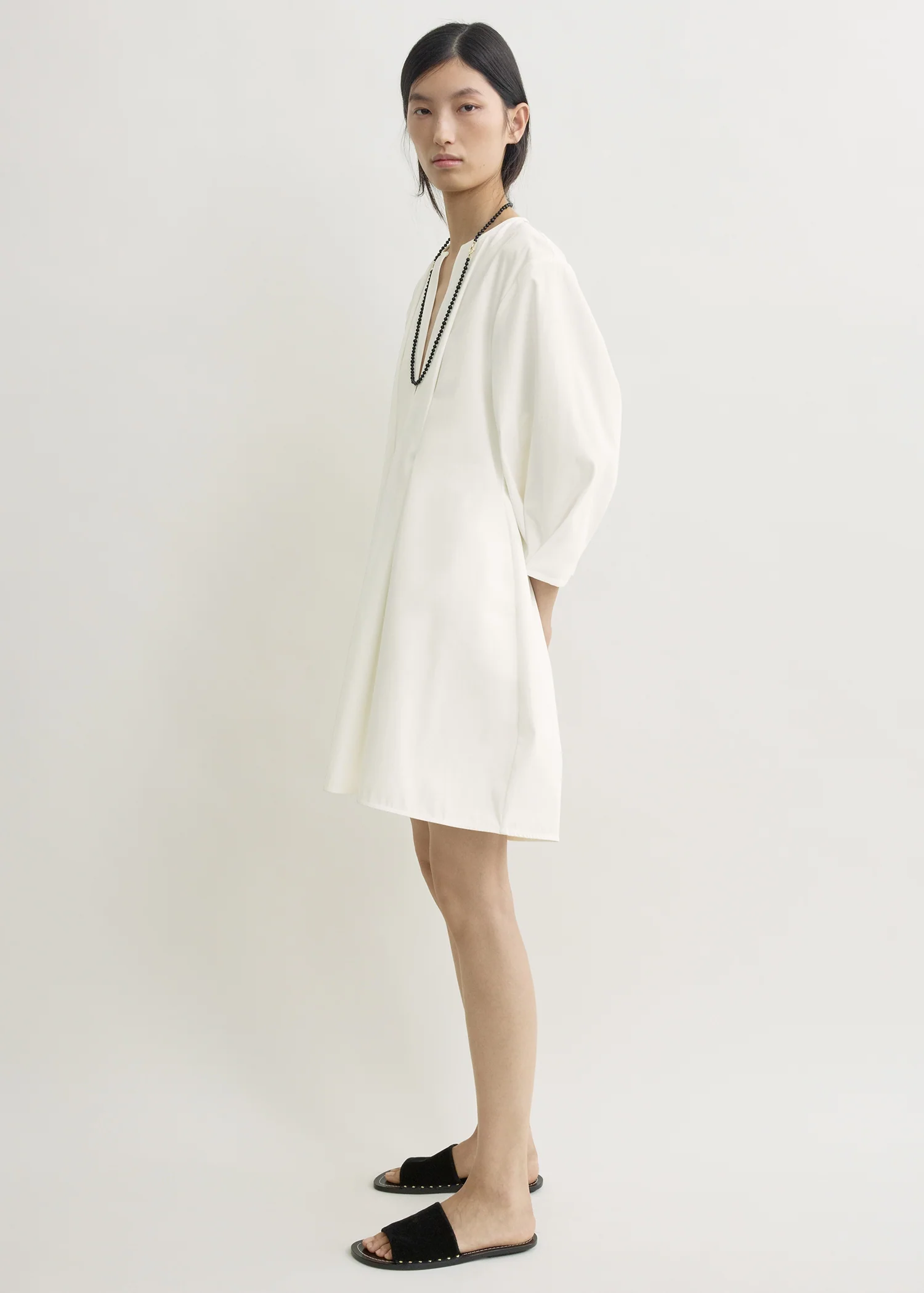 Balloon sleeve cotton dress white - Image 2