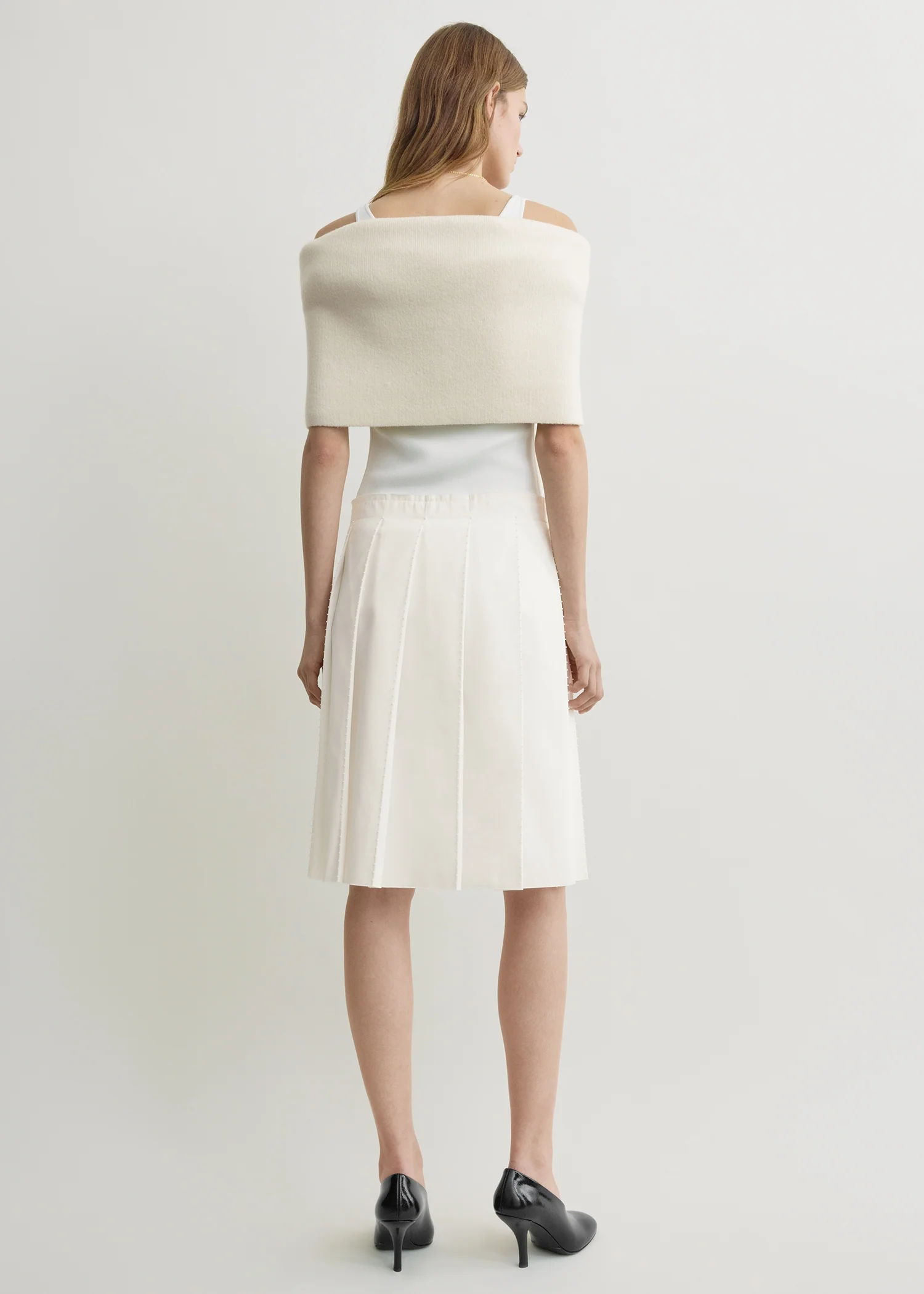 Beaded pleat skirt white - Image 3