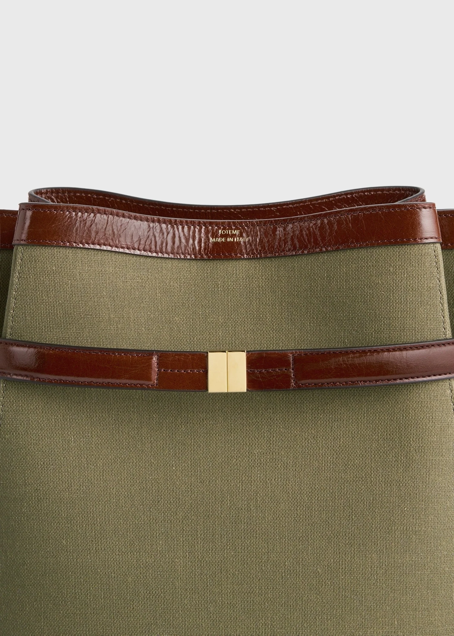 Belted canvas bucket bag khaki green - Image 5