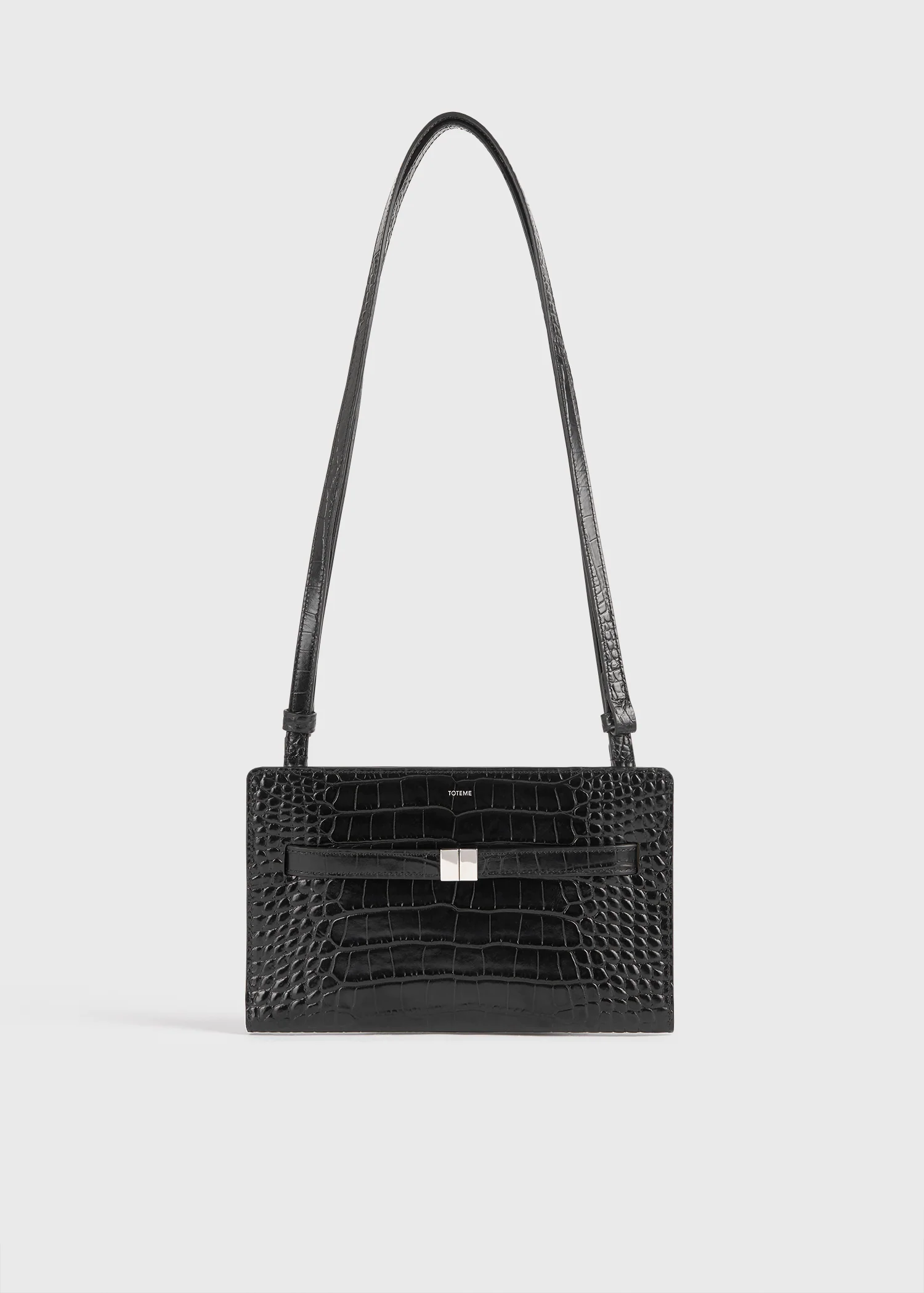 Belted croco-embossed crossbody black - Image 8