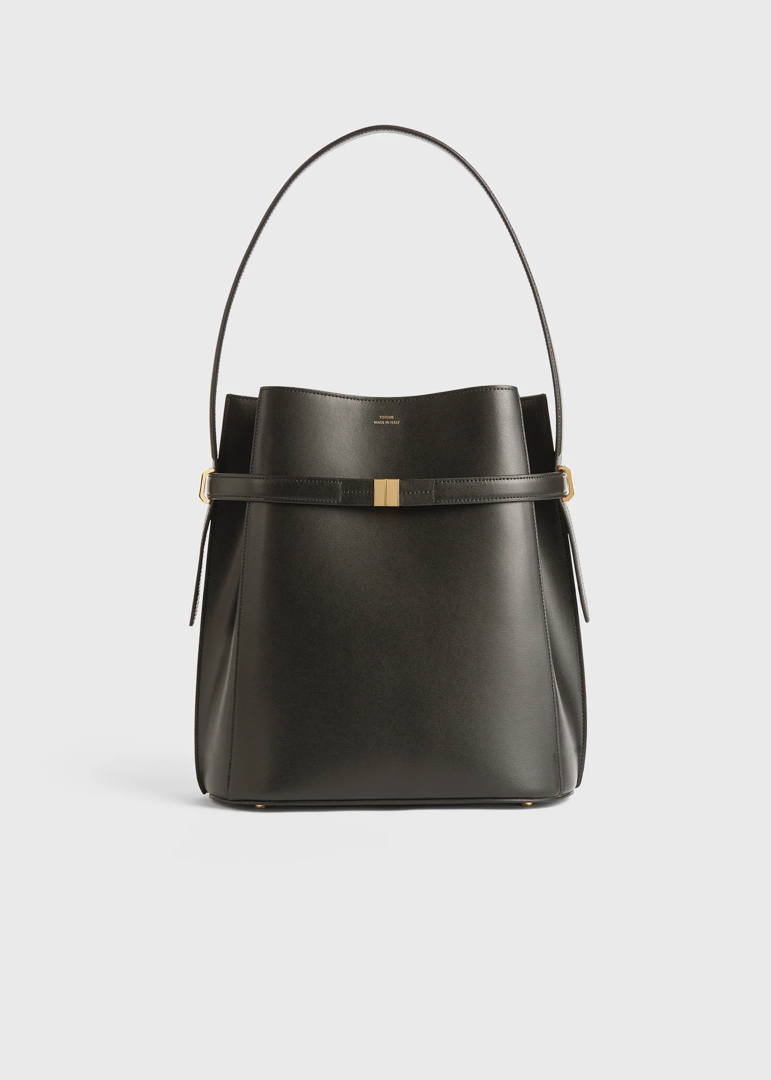 Belted leather bucket bag bark - Image 8