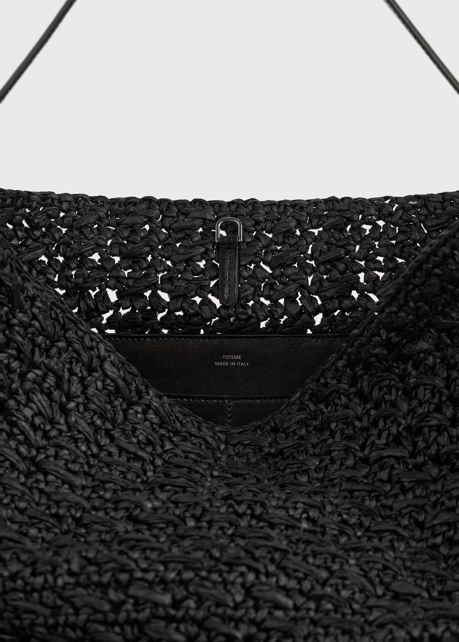 Belted paper raffia tote black - Image 6