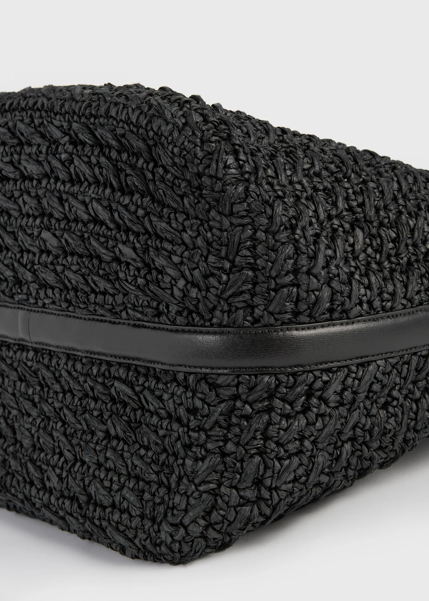 Belted paper raffia tote black - Image 7