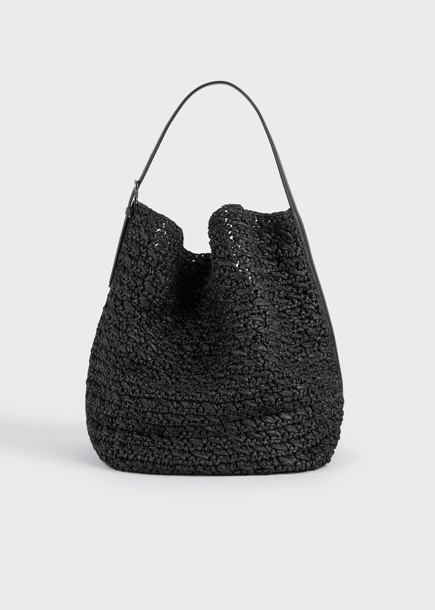 Belted paper raffia tote black - Image 8