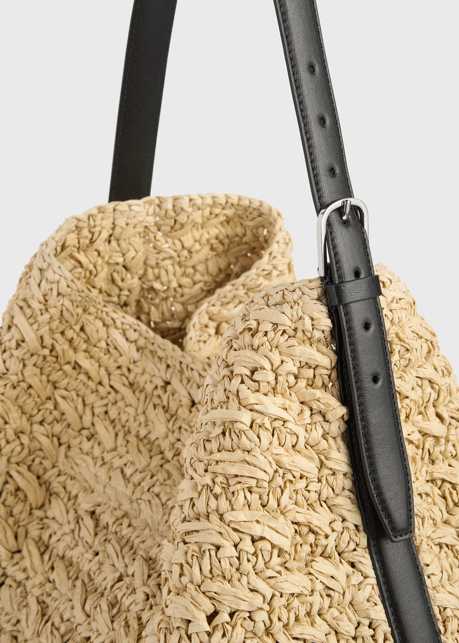 Belted paper raffia tote natural - Image 5