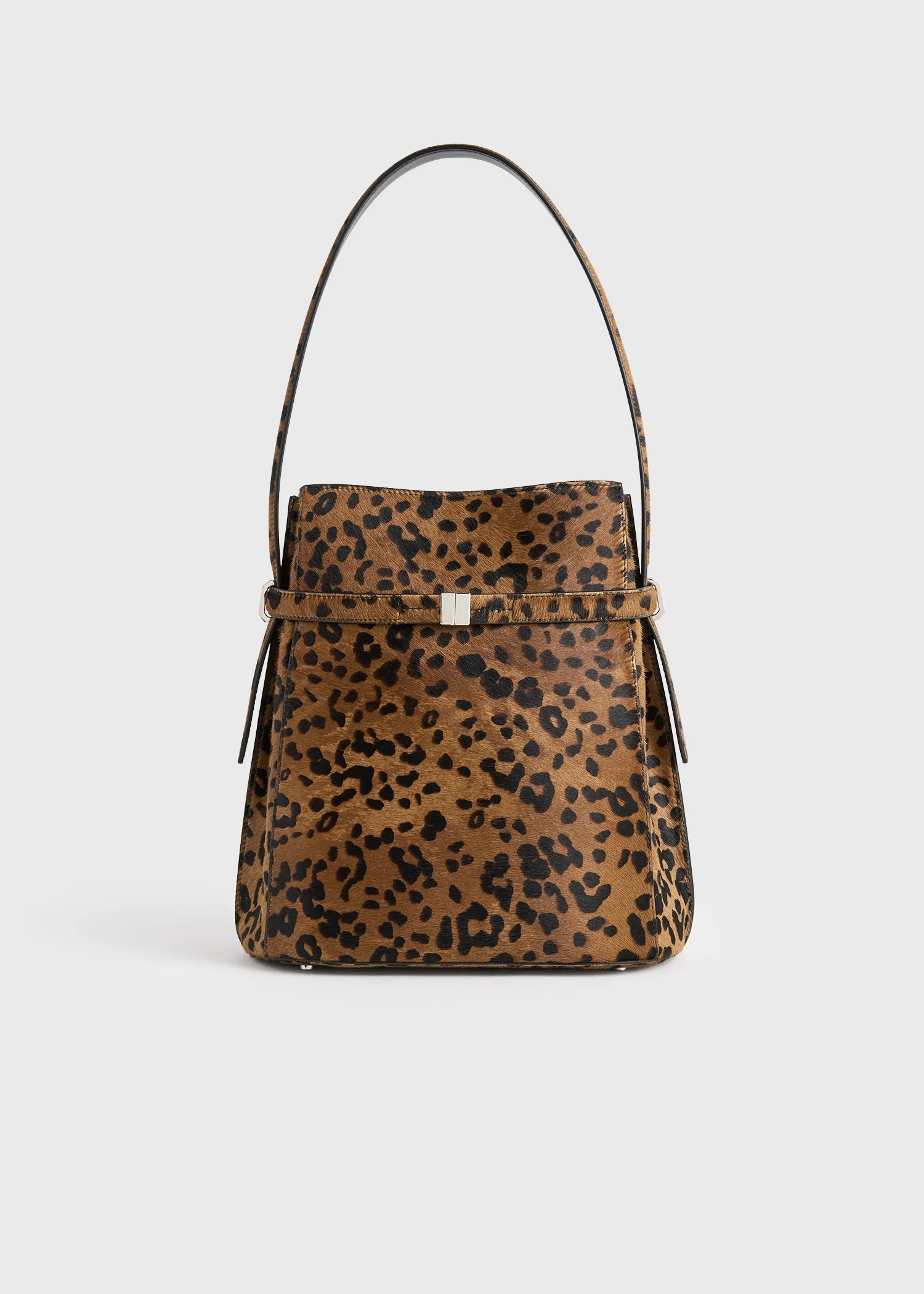 Belted pony hair bucket bag leopard - Image 9