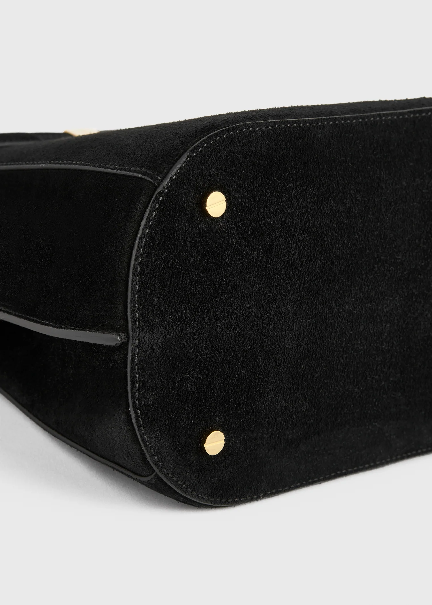 Belted suede bucket bag black - Image 6