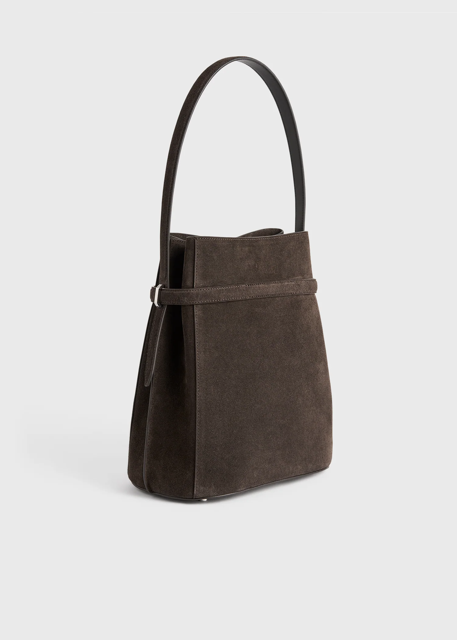 Belted suede bucket bag brown - Image 8