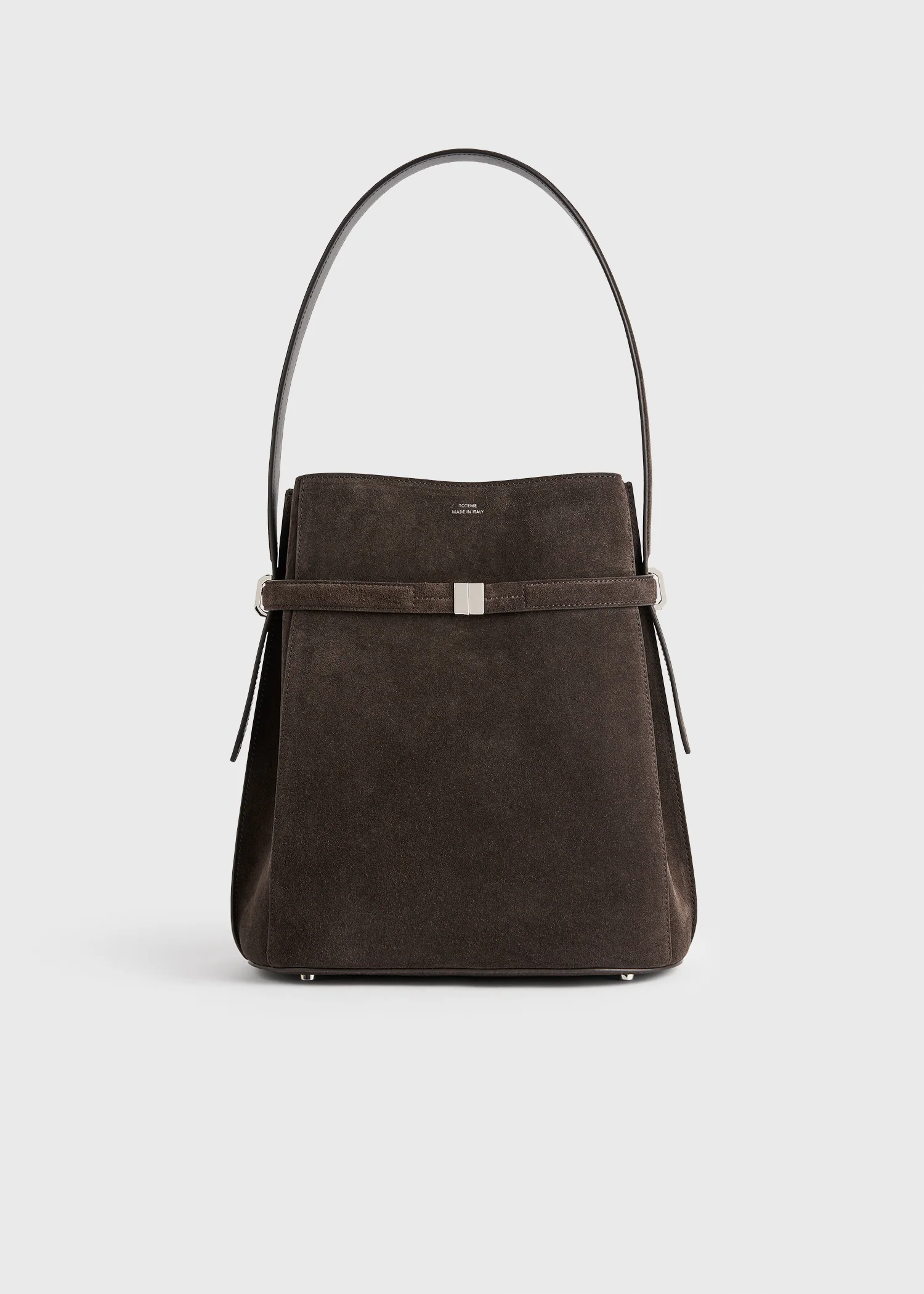 Belted suede bucket bag brown - Image 9