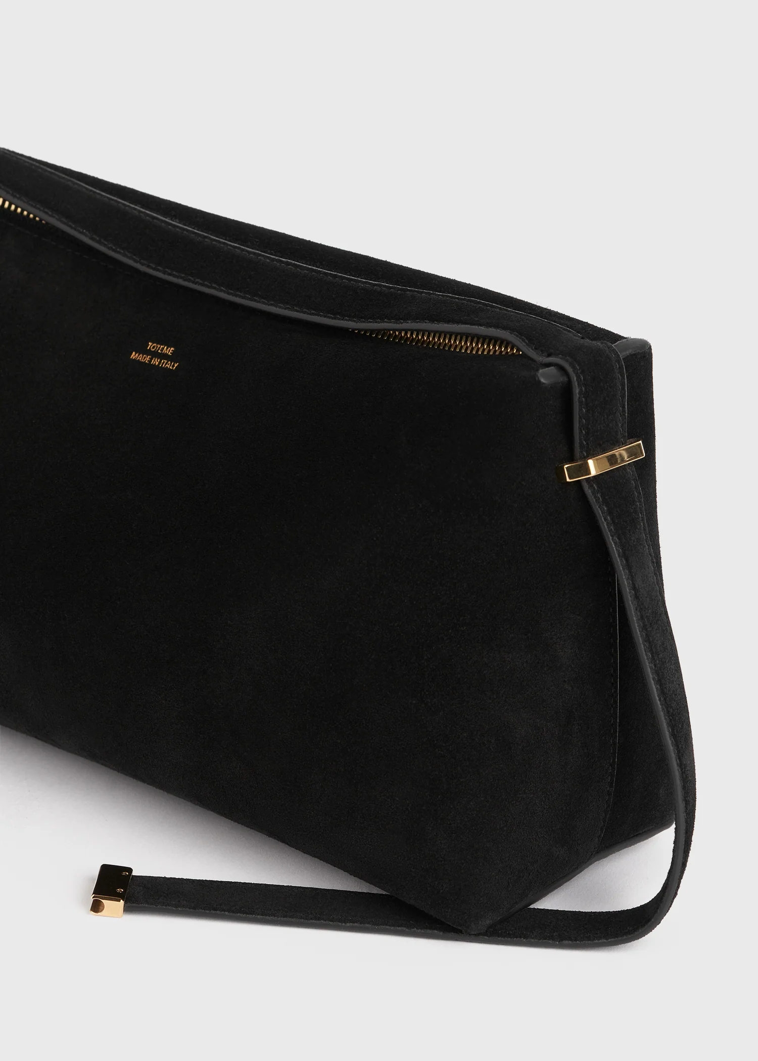 Belted suede clutch black - Image 6