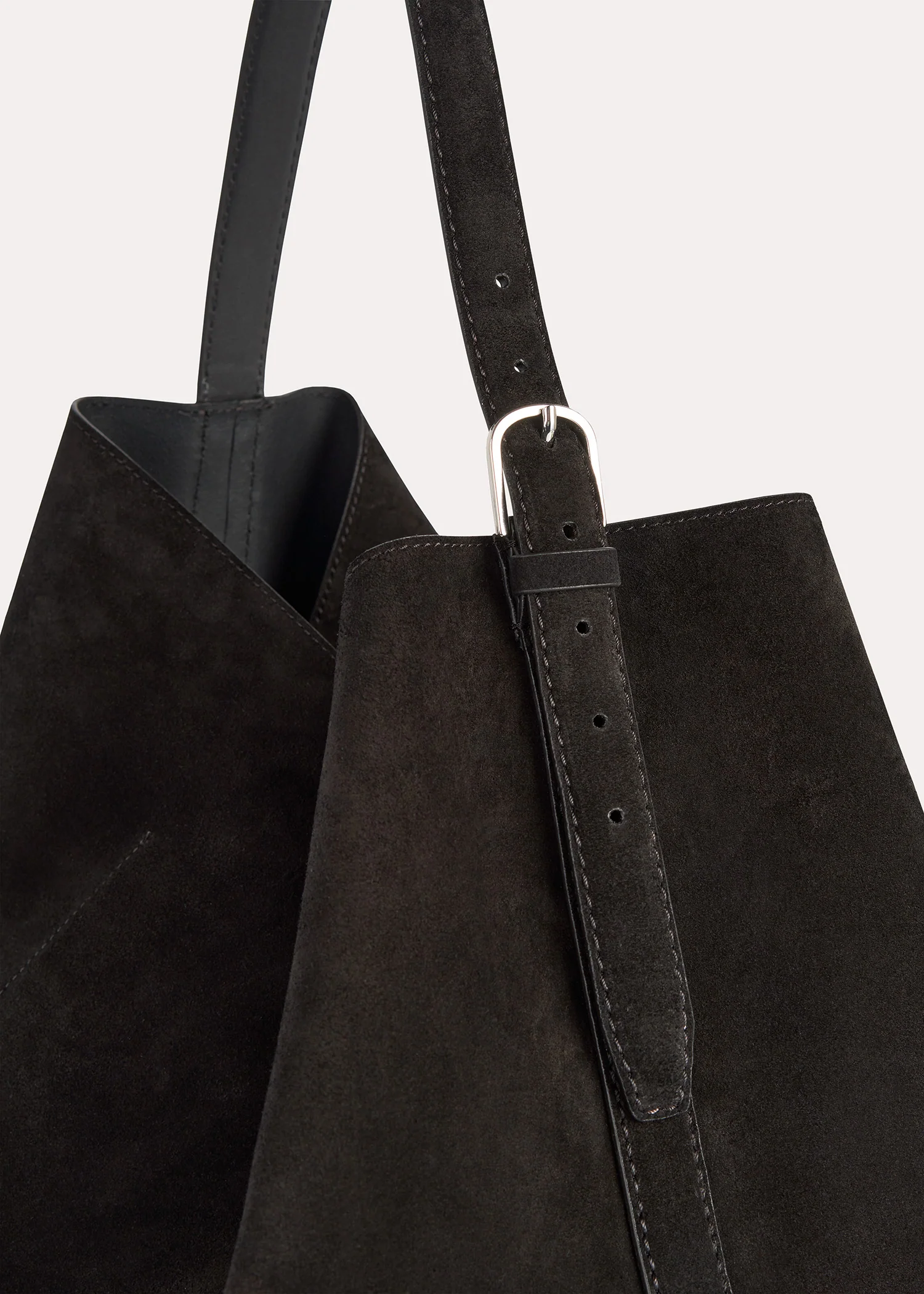 Belted suede tote espresso - Image 4