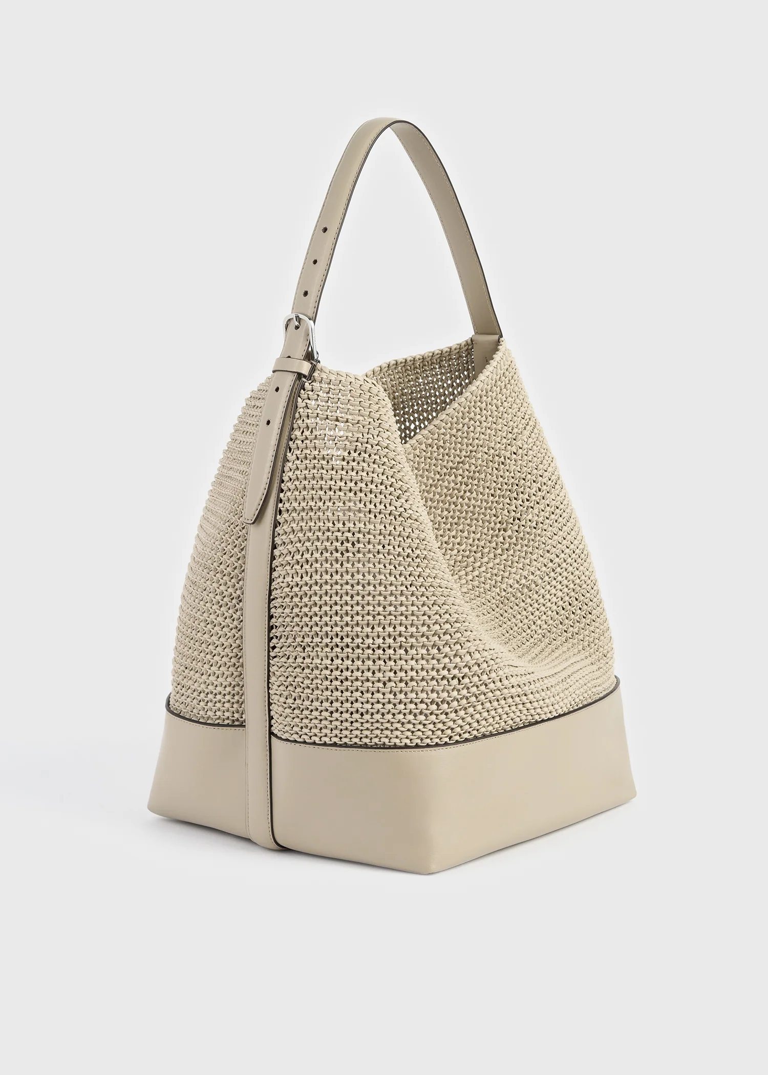 Belted woven leather tote fawn - Image 4