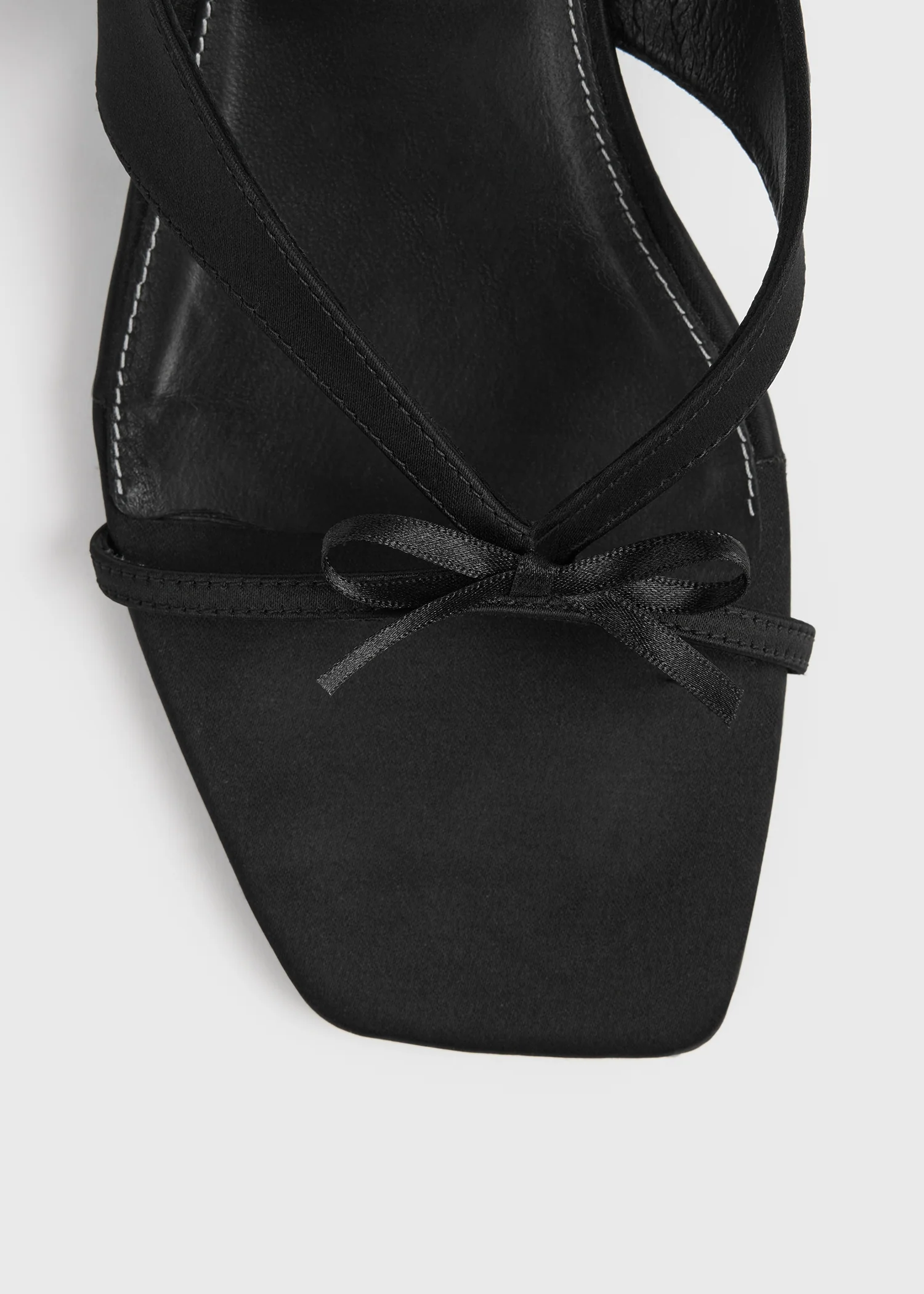 Bow satin sandals black - Image 6