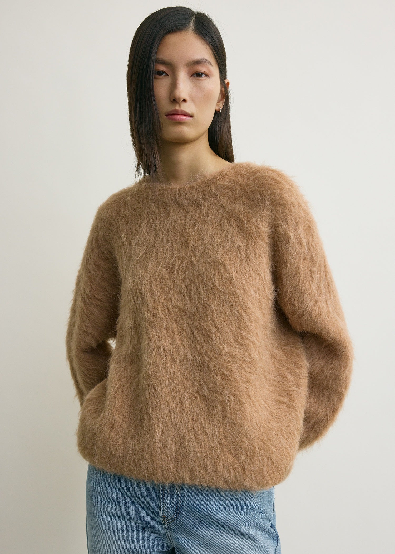 Boxy alpaca knit camel melange - Image 4