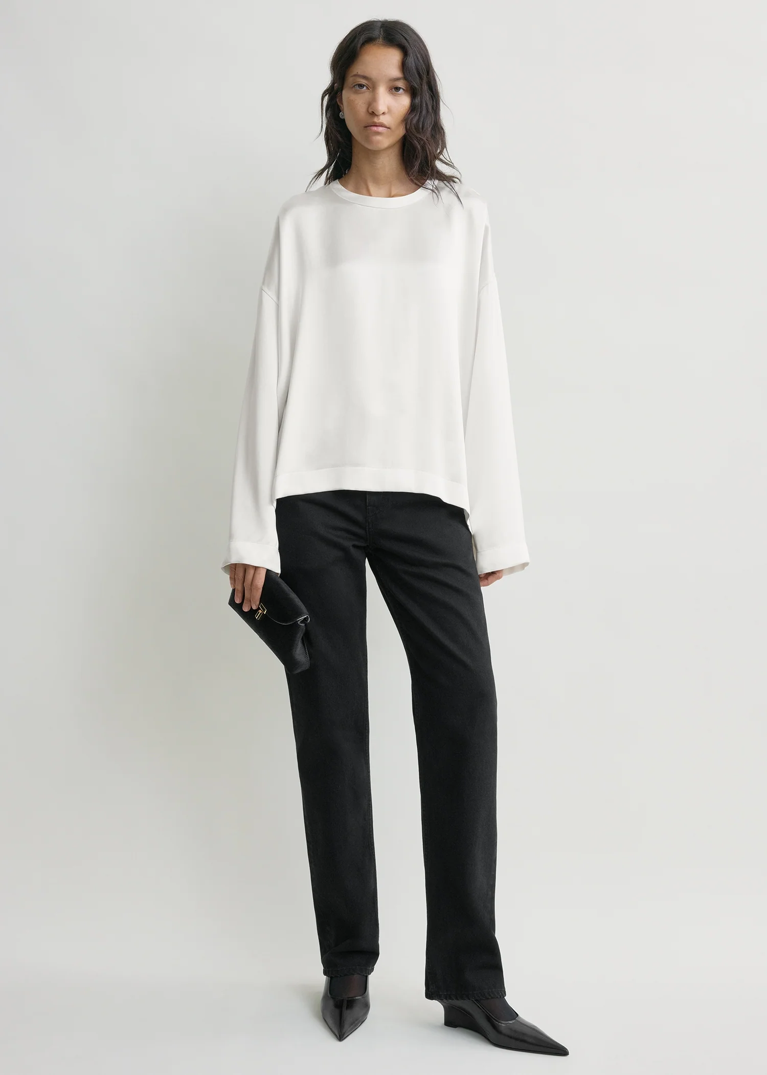 Boxy satin top white