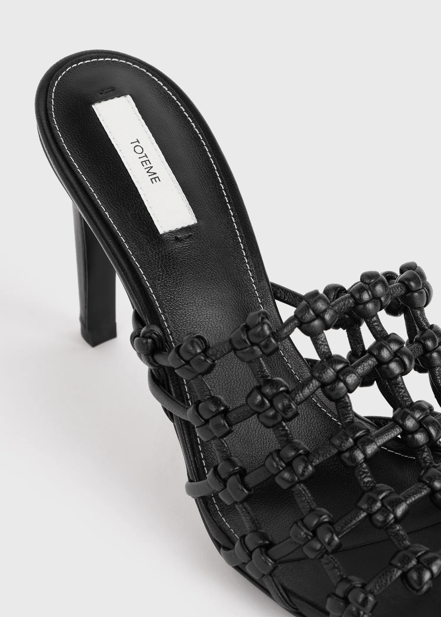 Braided-leather bandeau mules black - Image 5