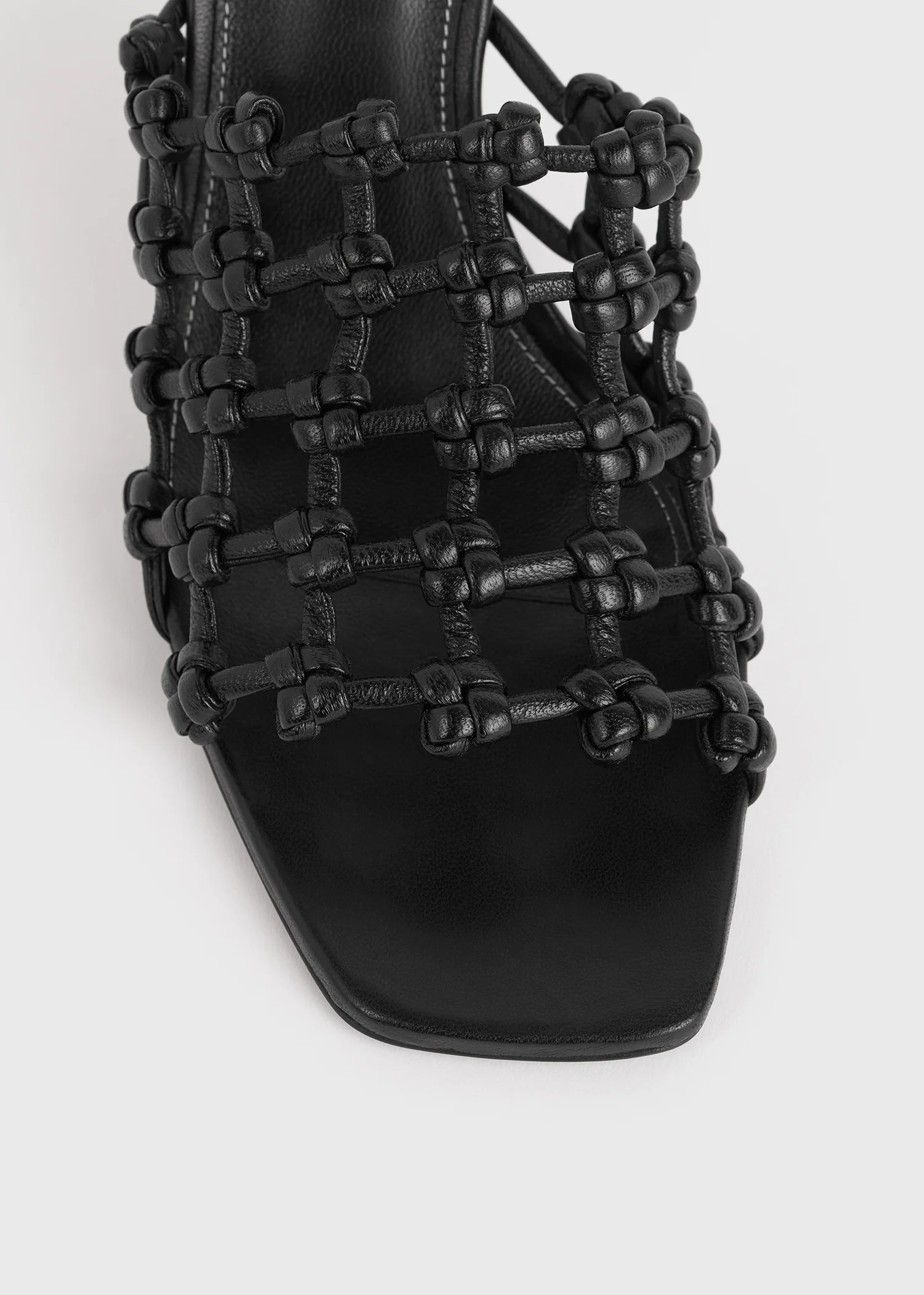 Braided-leather bandeau mules black - Image 6