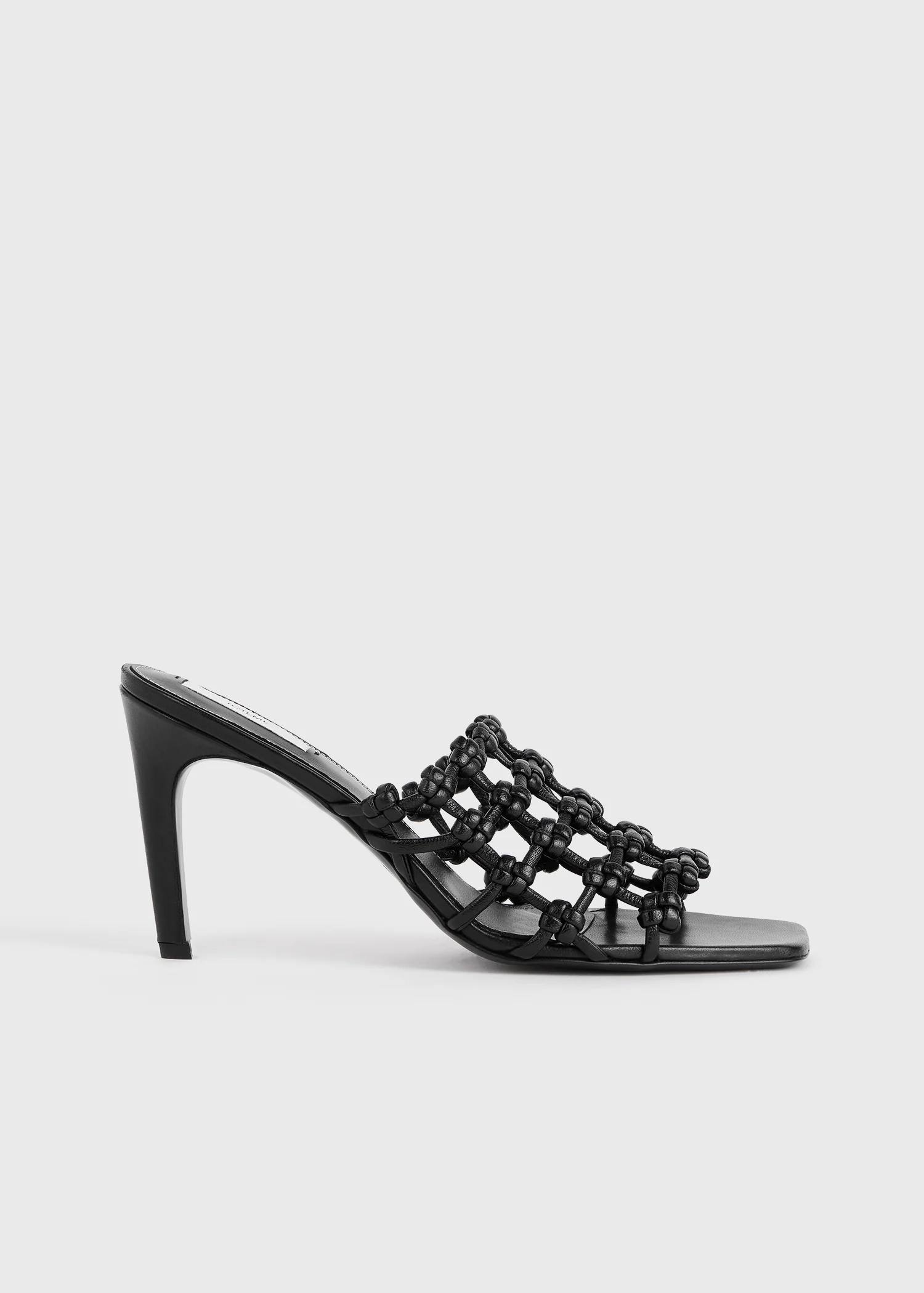 Braided-leather bandeau mules black - Image 8