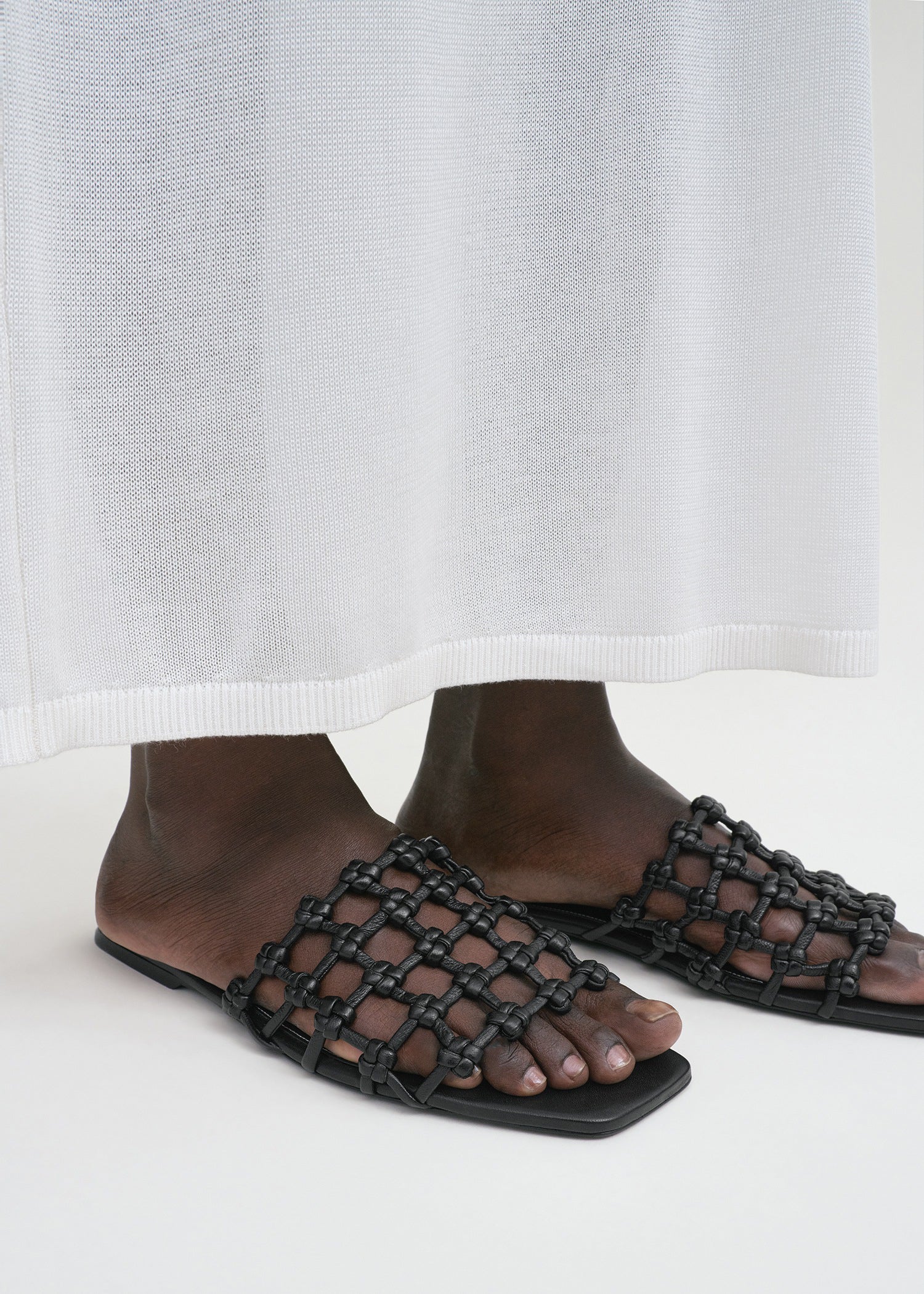 Braided-leather bandeau slides black - Image 3