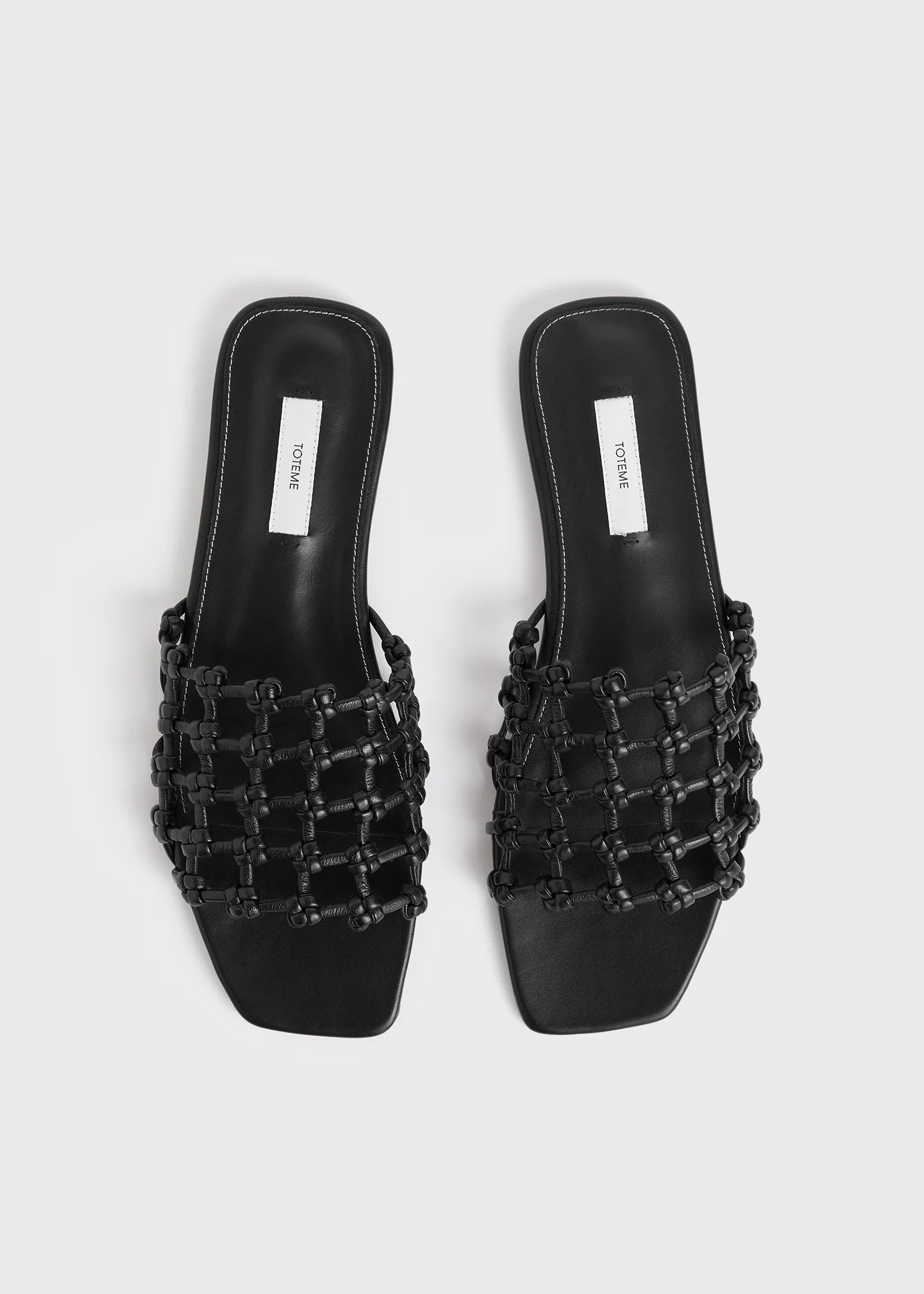 Braided-leather bandeau slides black - Image 4