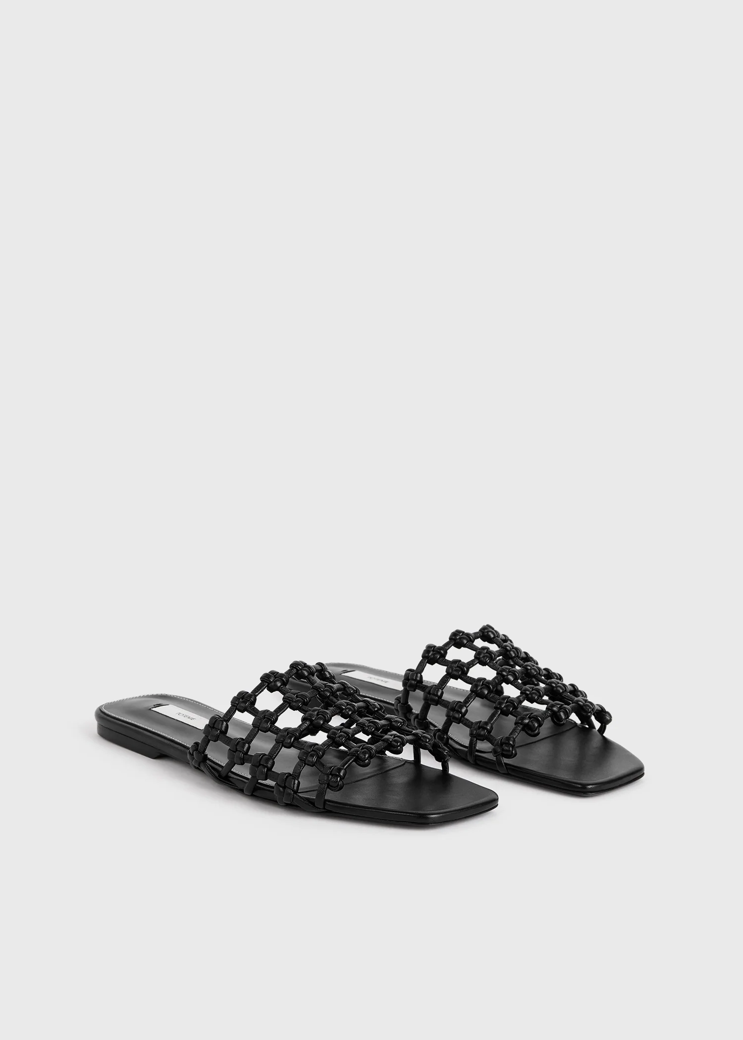 Braided-leather bandeau slides black - Image 7