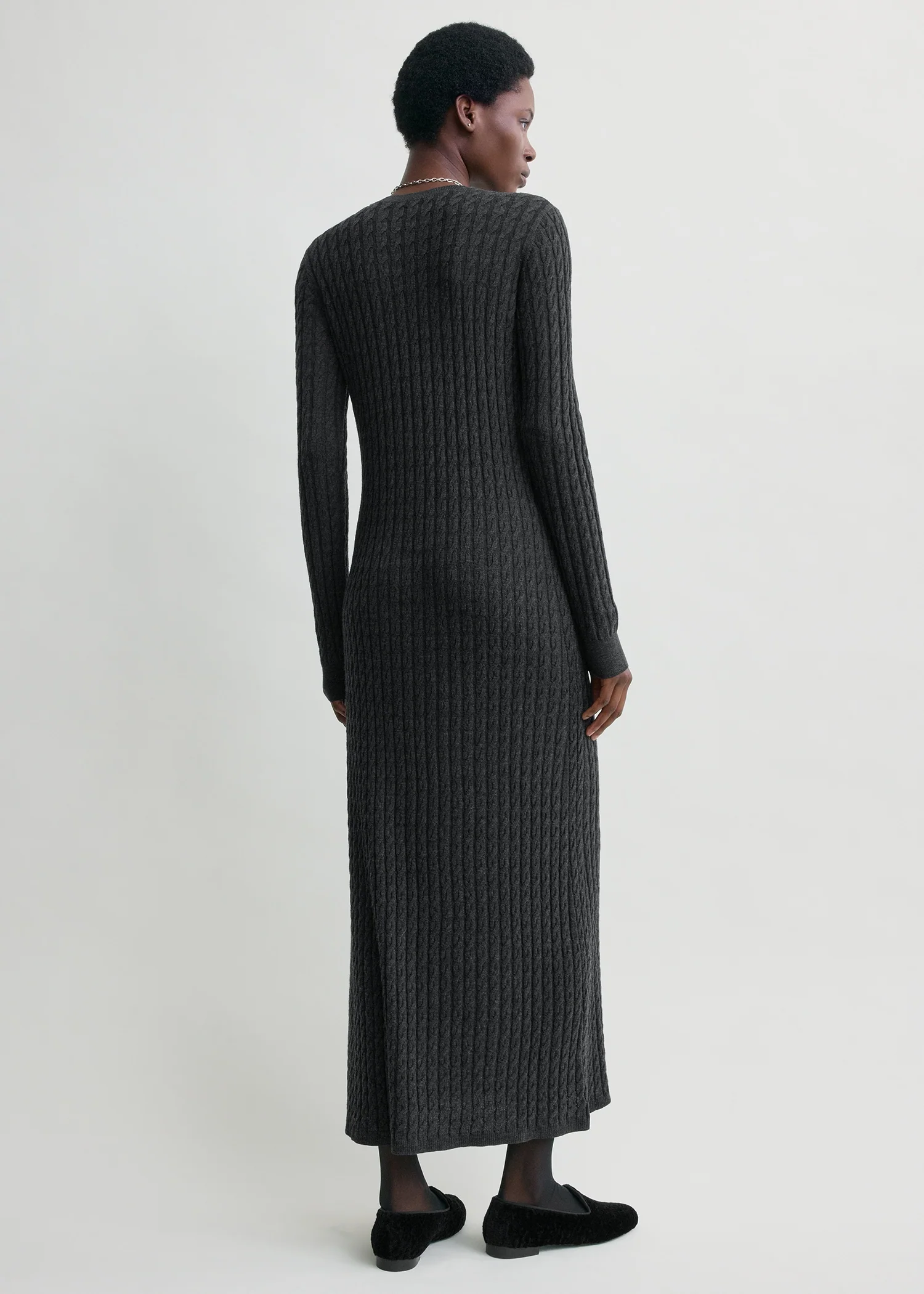 Cable knit dress charcoal - Image 3