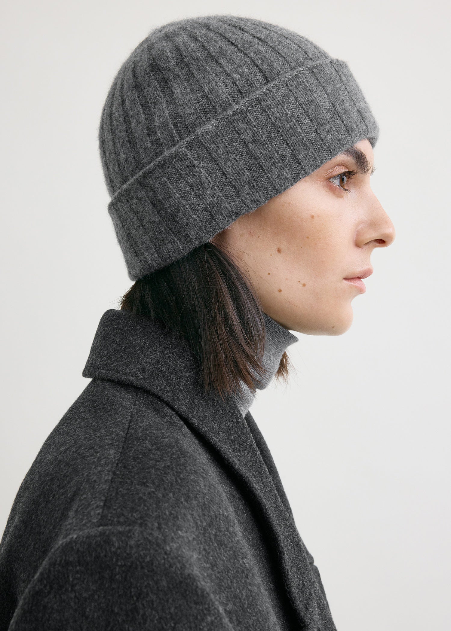 Cashmere beanie charcoal melange - Image 2