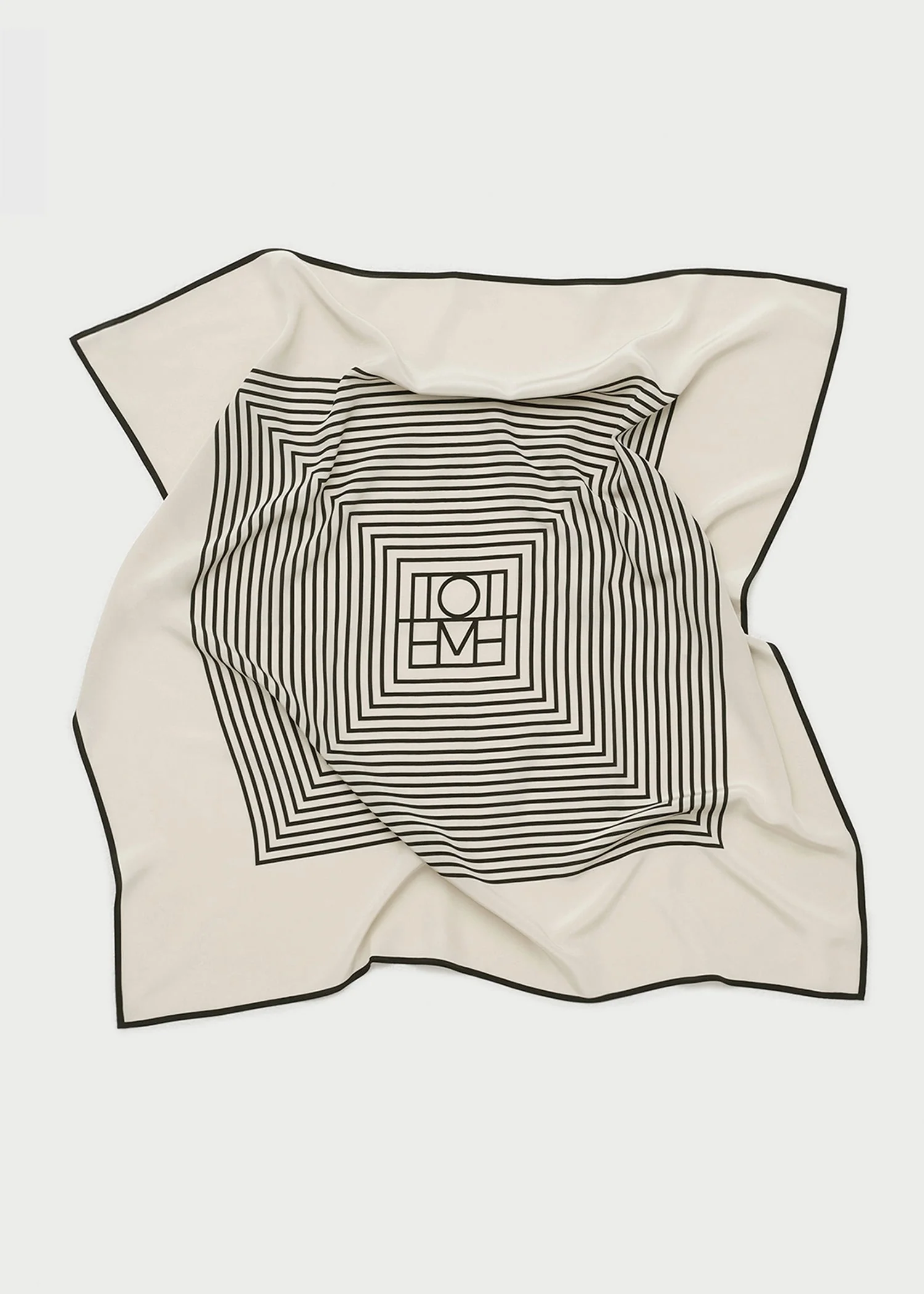 Centered monogram silk scarf crème - Image 5