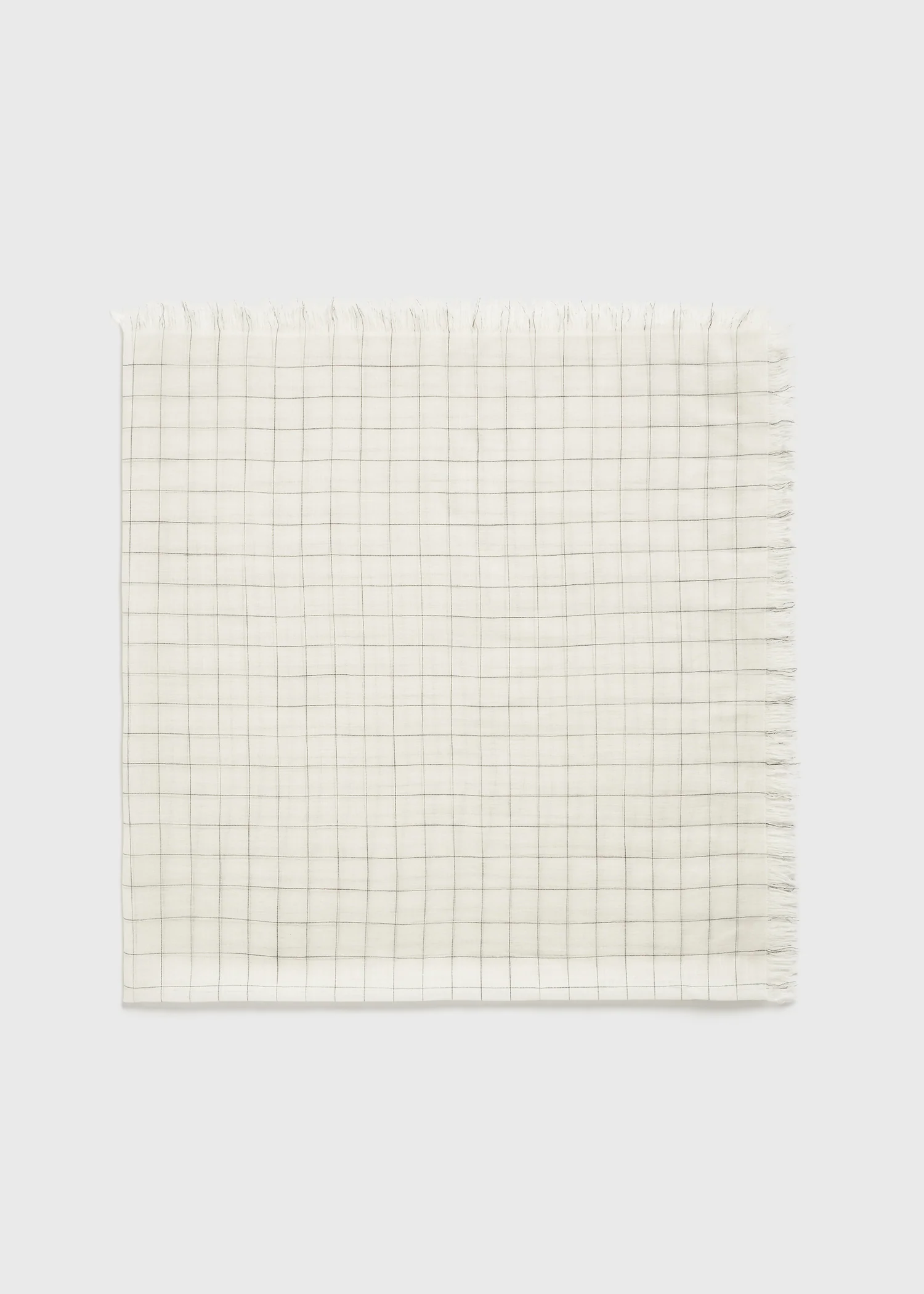 Checked light wool scarf ecru/black - Image 5
