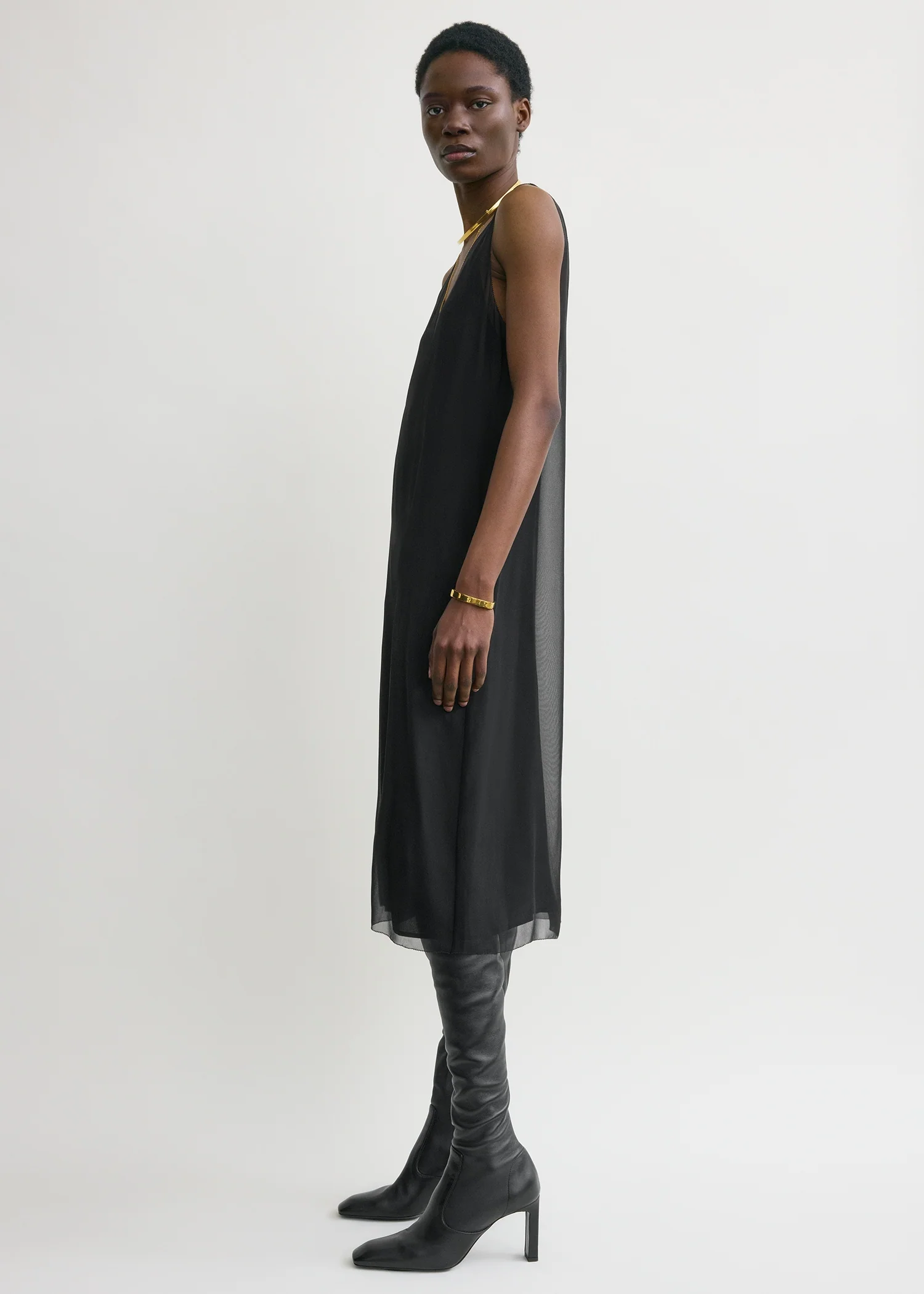 Chiffon slip dress black - Image 2
