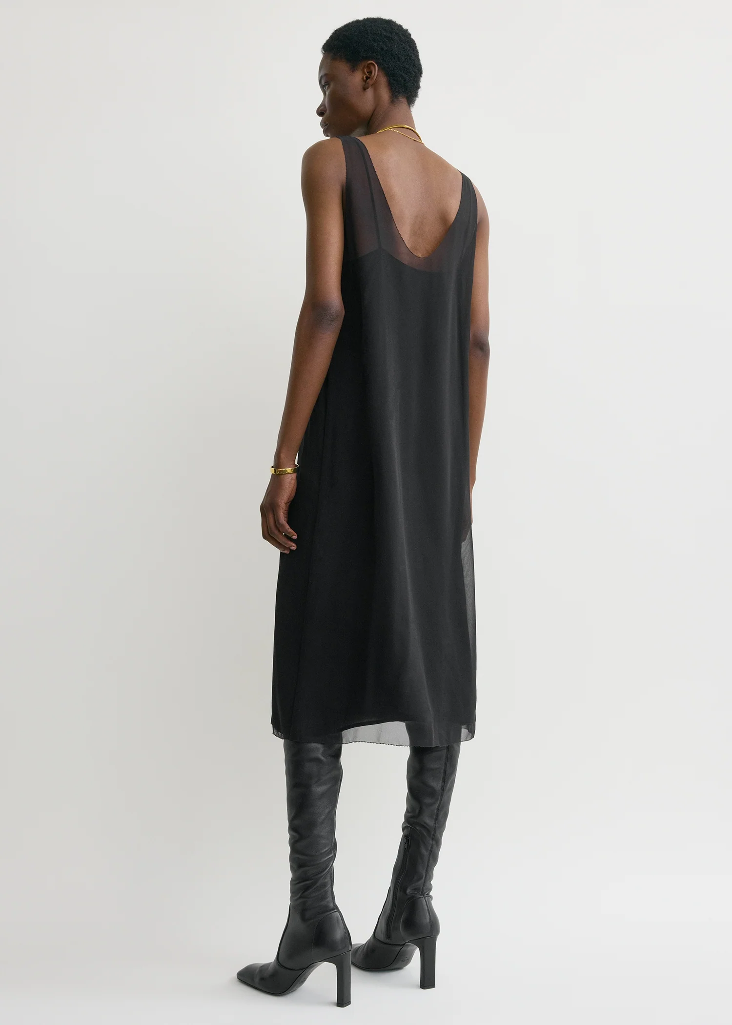 Chiffon slip dress black - Image 3