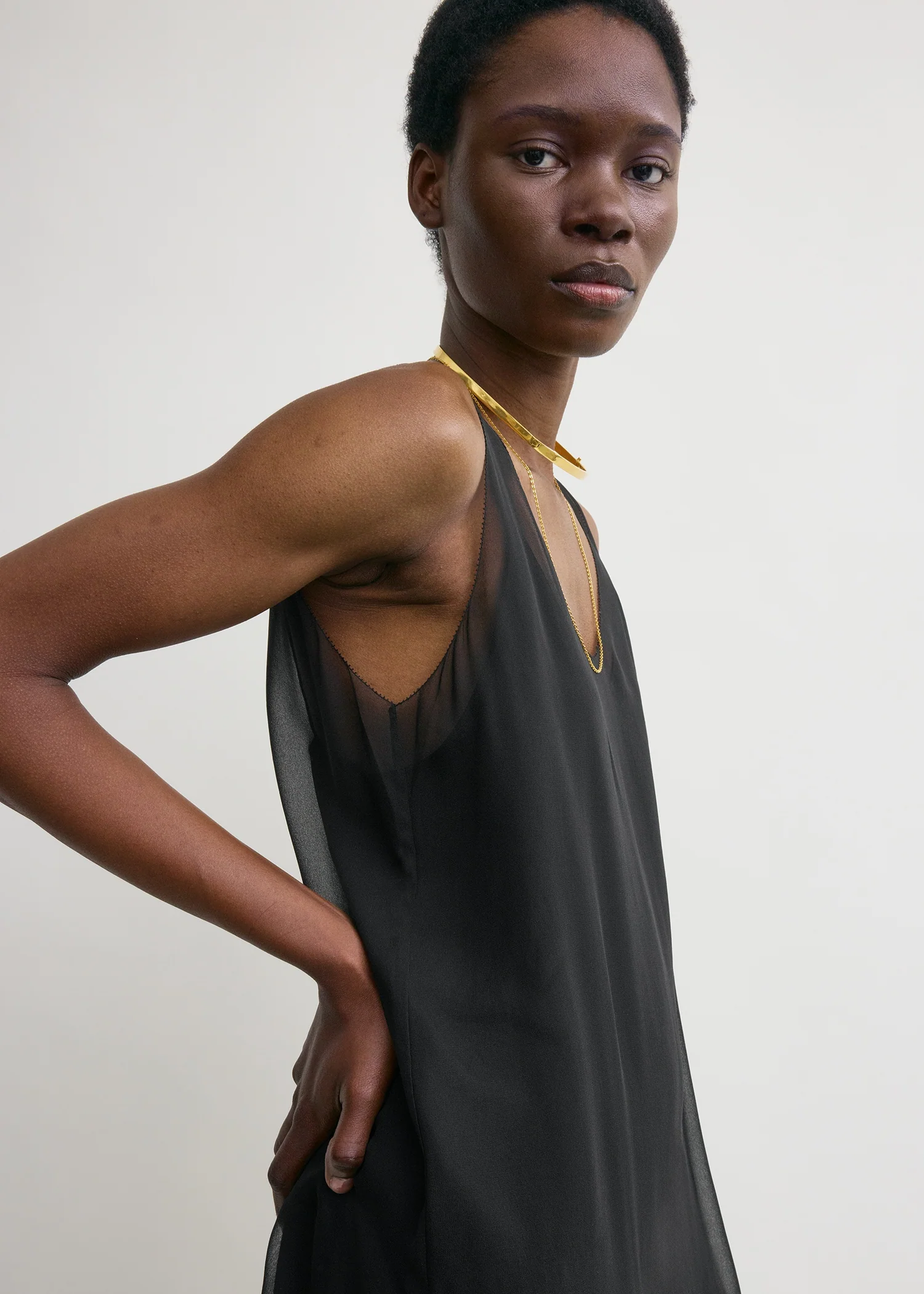 Chiffon slip dress black - Image 4