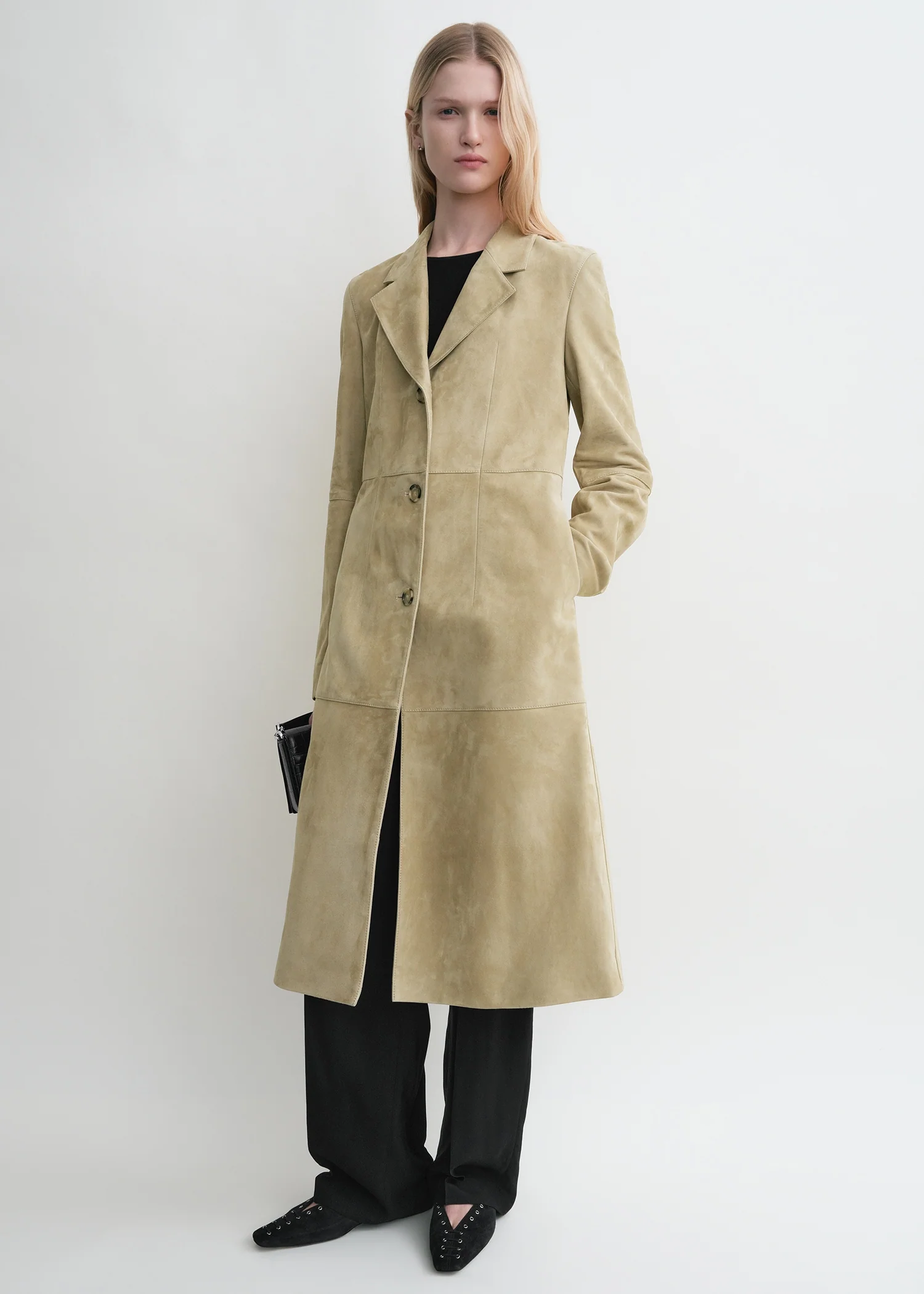 Cinched suede coat desert