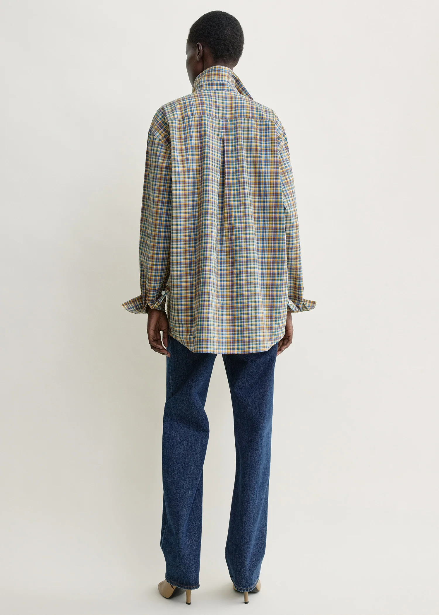 Classic check shirt blue/orange - Image 3