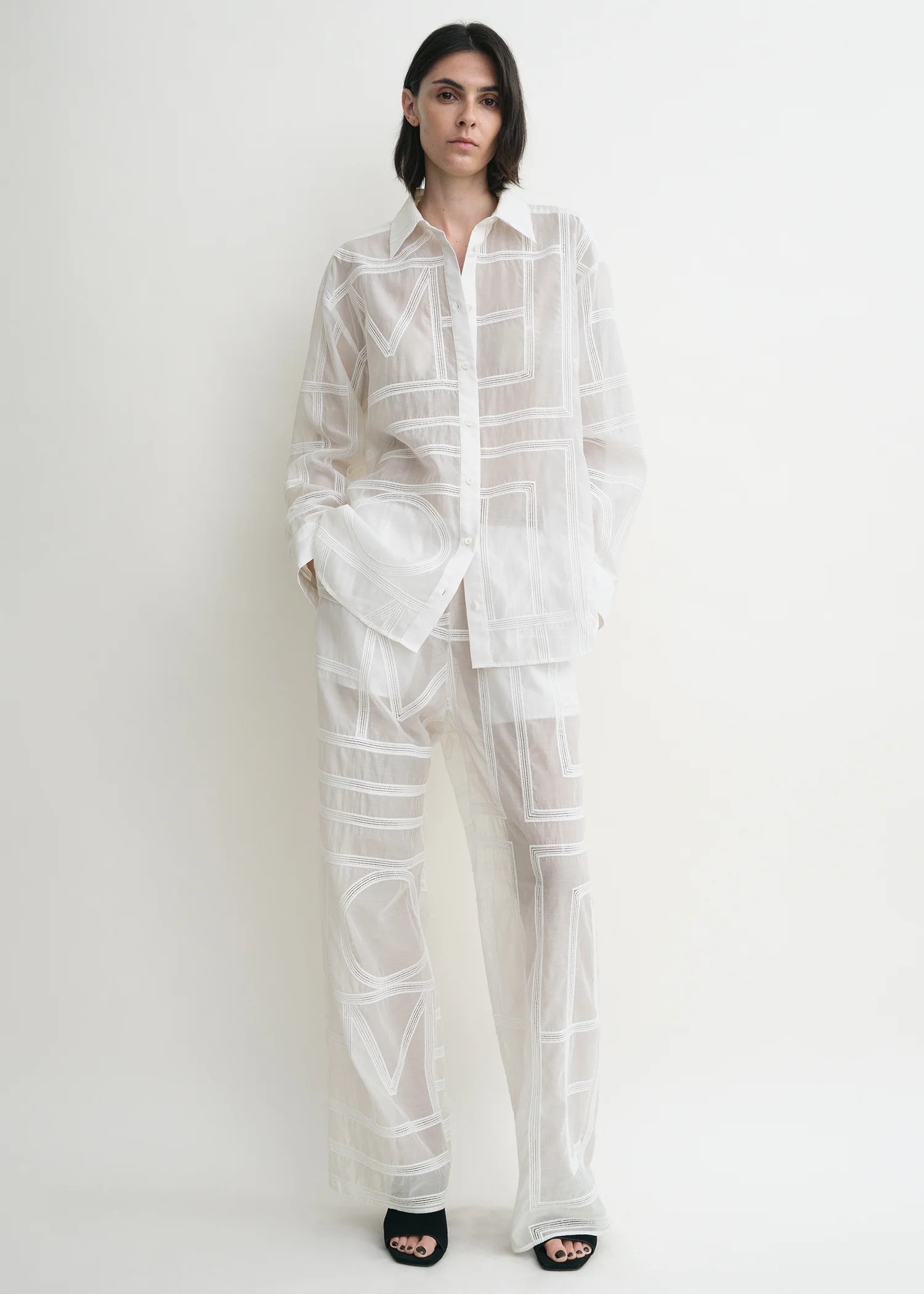Classic crochet shirt white - Image 2