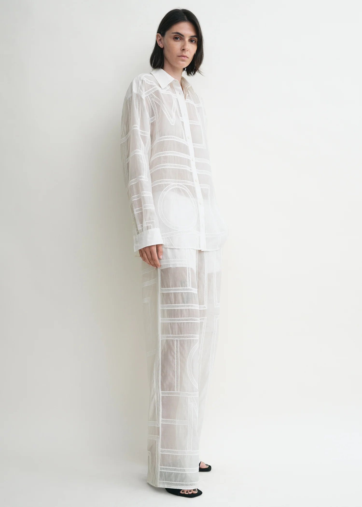 Classic crochet shirt white - Image 3