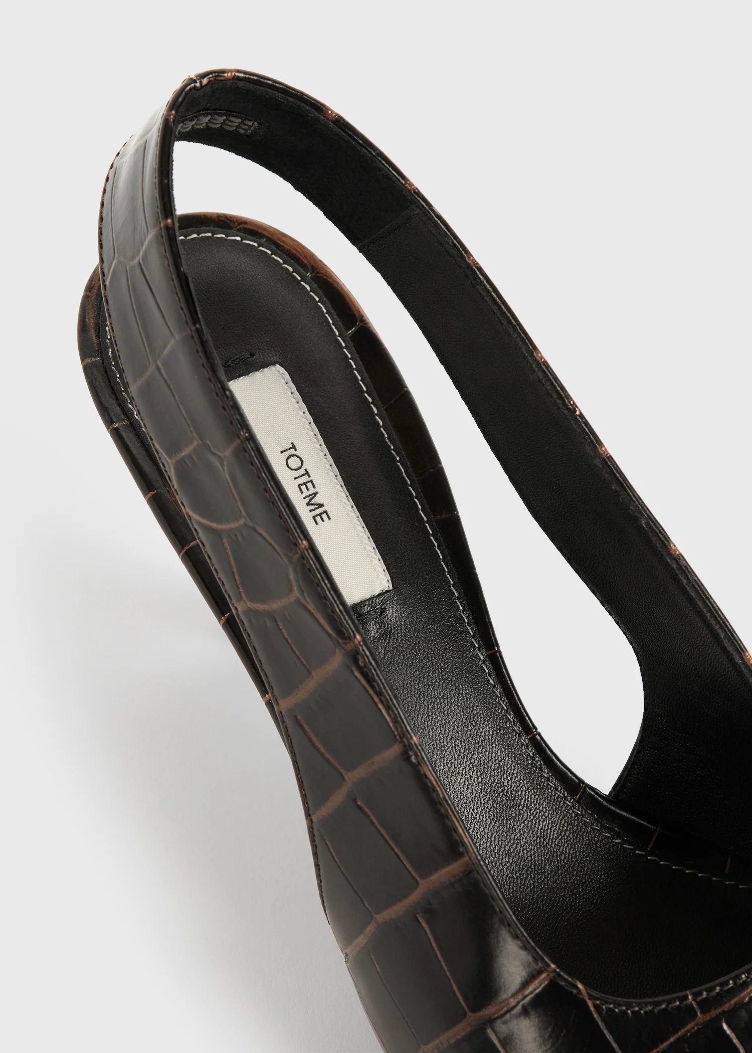Classic croco-embossed slingbacks dark brown - Image 4