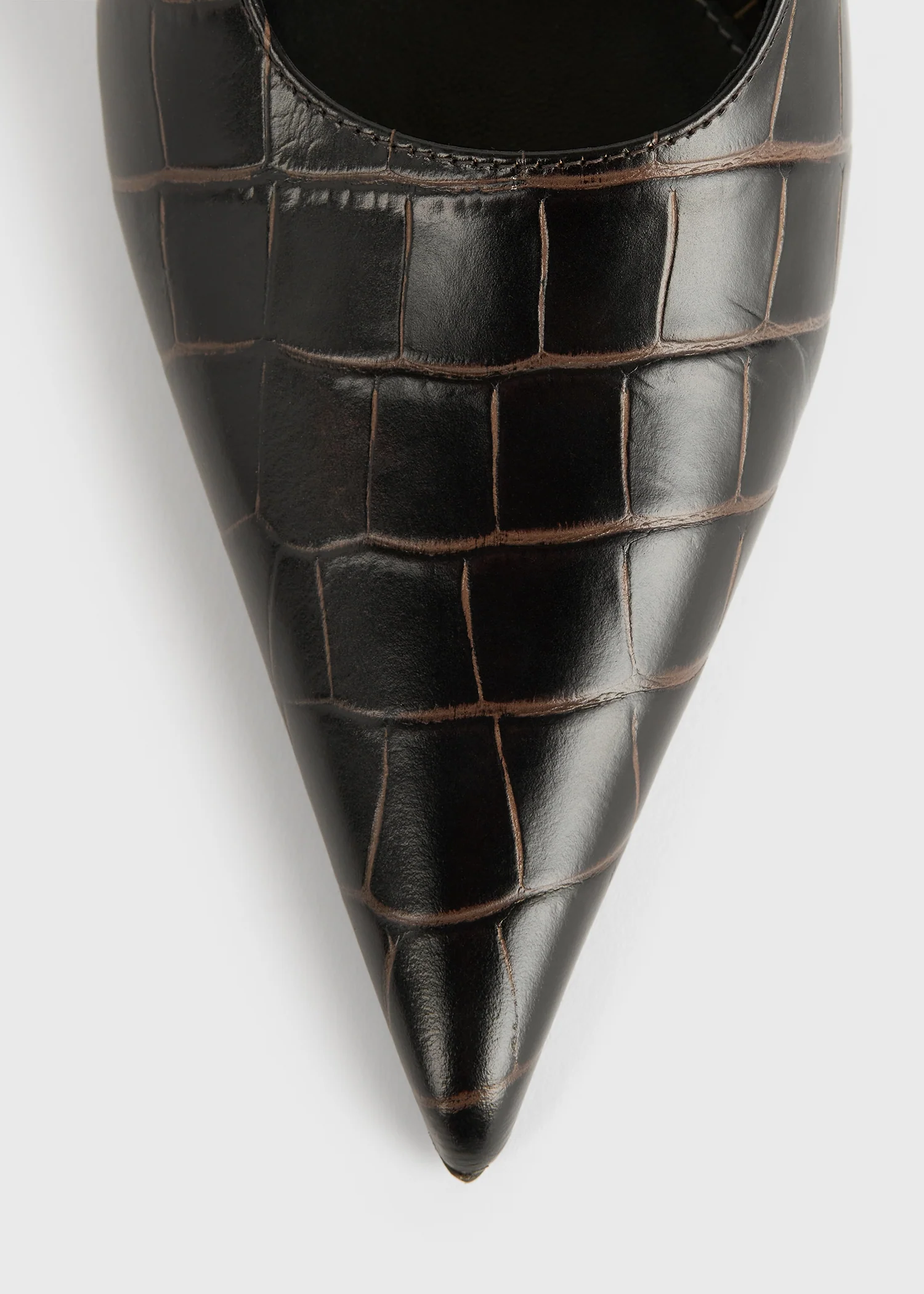 Classic croco-embossed slingbacks dark brown - Image 5