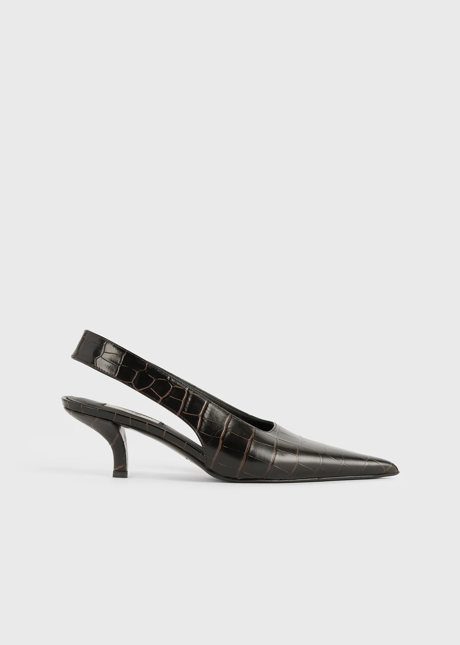 Classic croco-embossed slingbacks dark brown - Image 7
