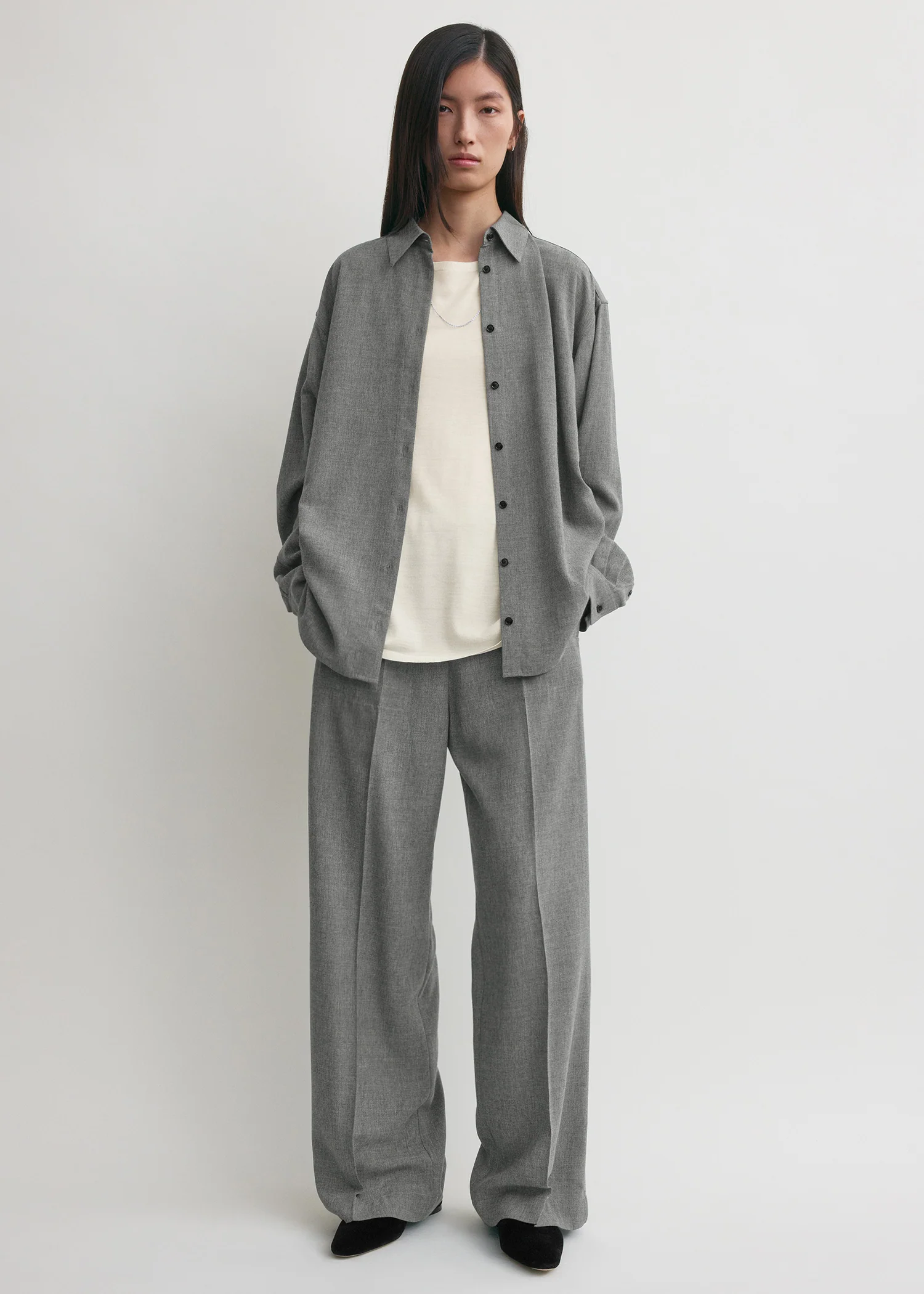 Classic fluid shirt mid grey