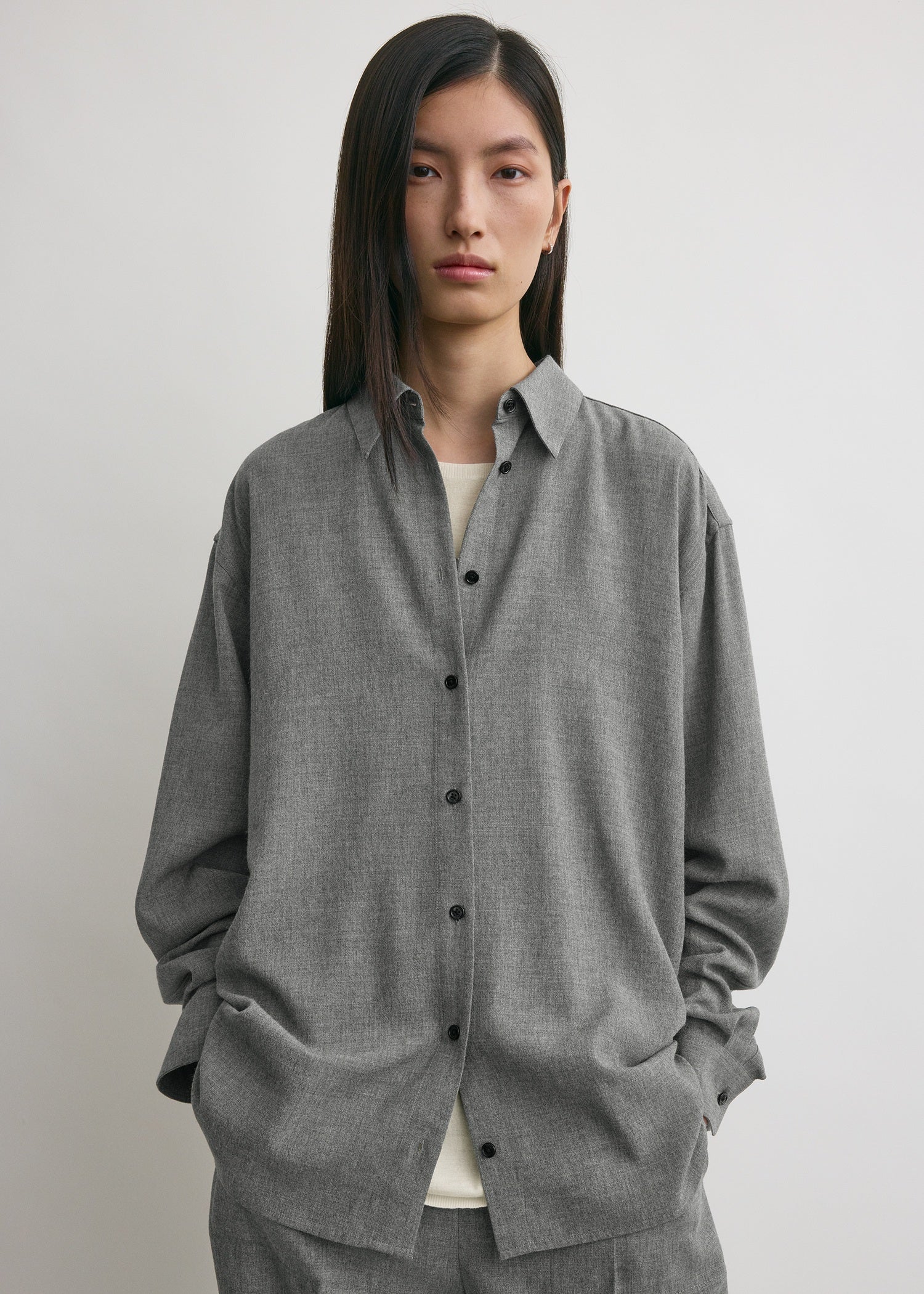 Classic fluid shirt mid grey - Image 4