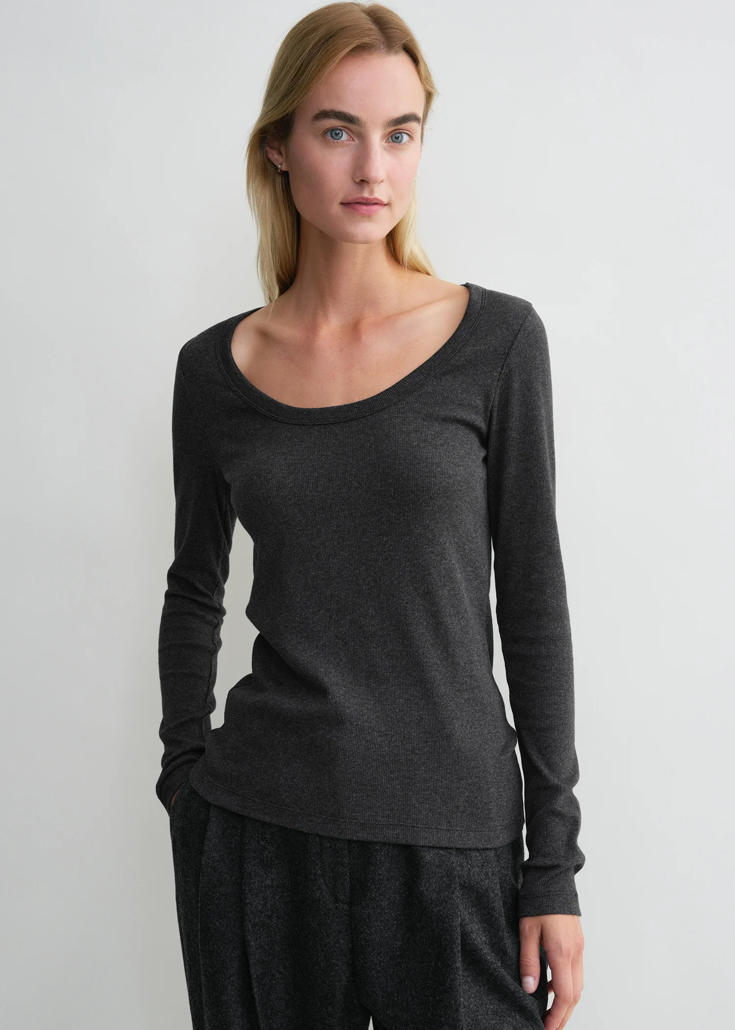 Classic rib top charcoal melange - Image 3