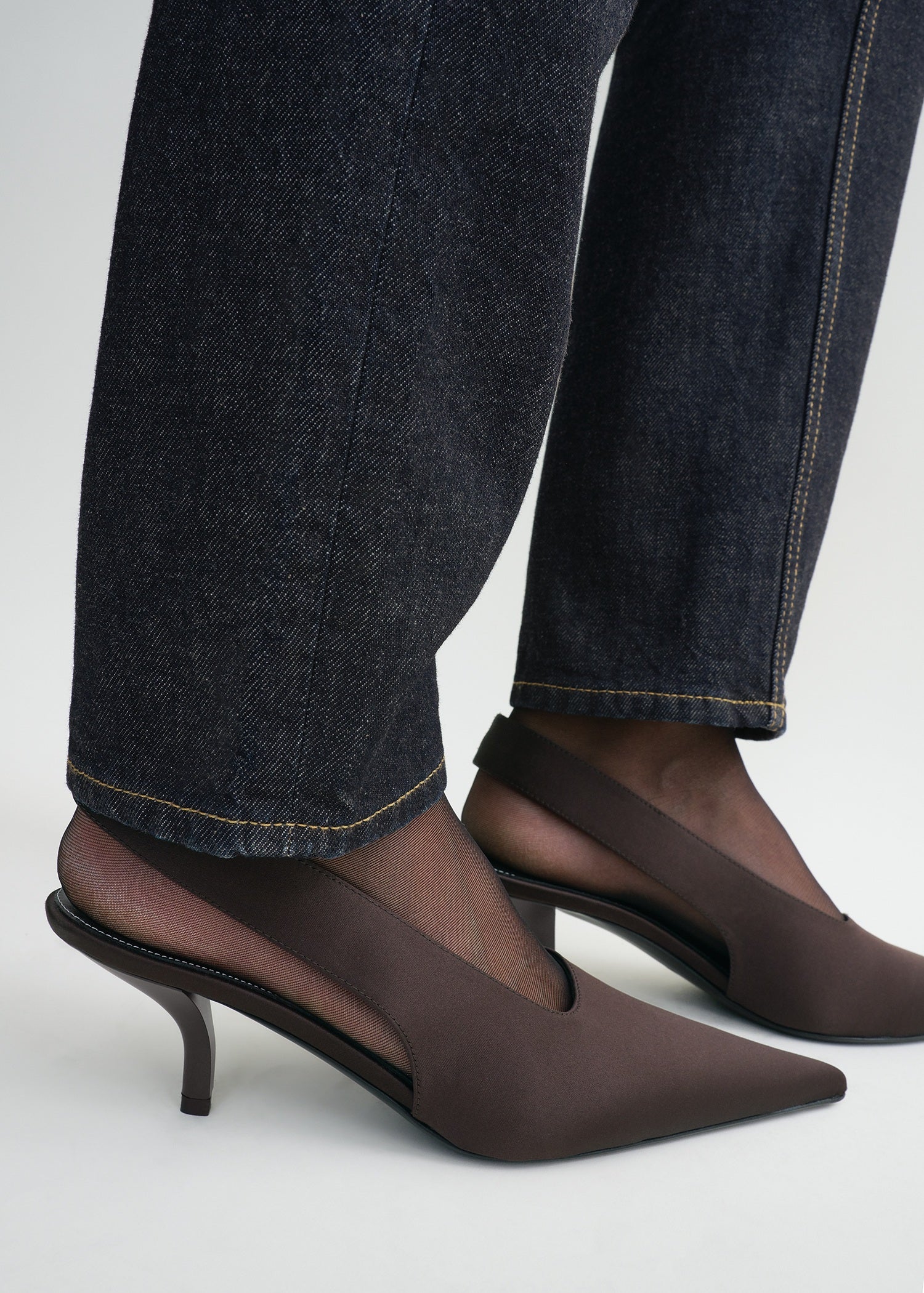 Classic satin slingbacks espresso - Image 3