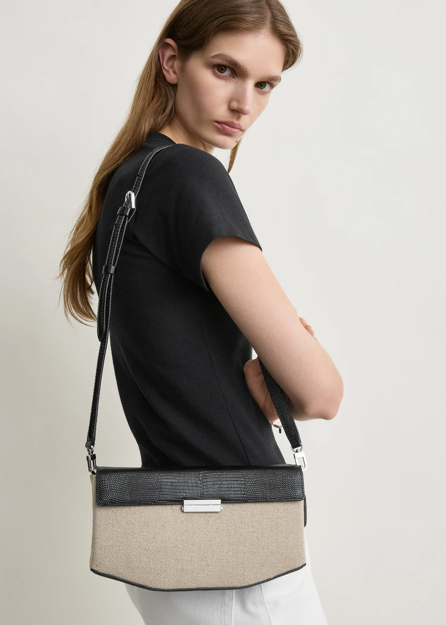 Clip canvas clutch beige/black - Image 2
