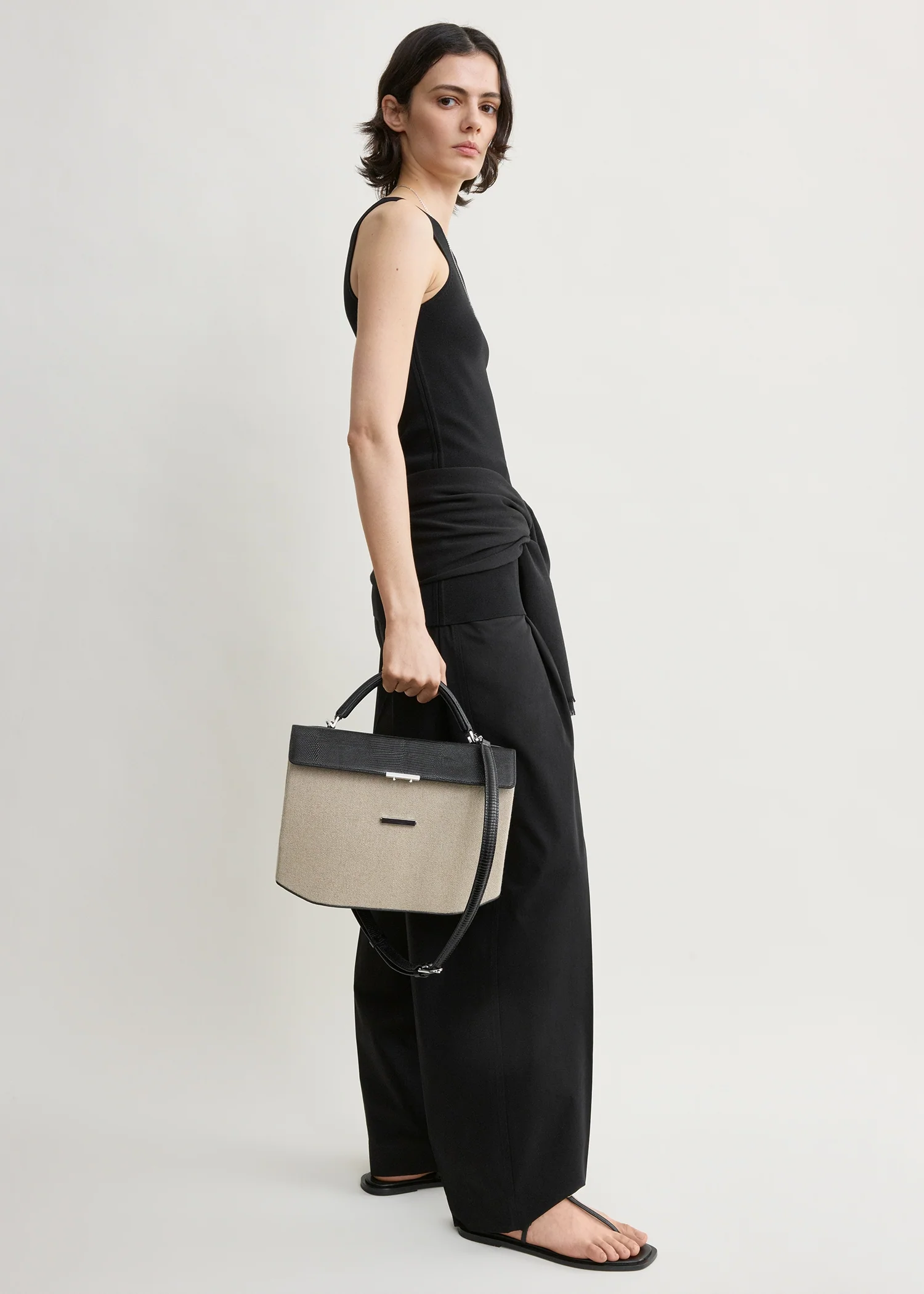 Clip canvas top handle beige/black - Image 3