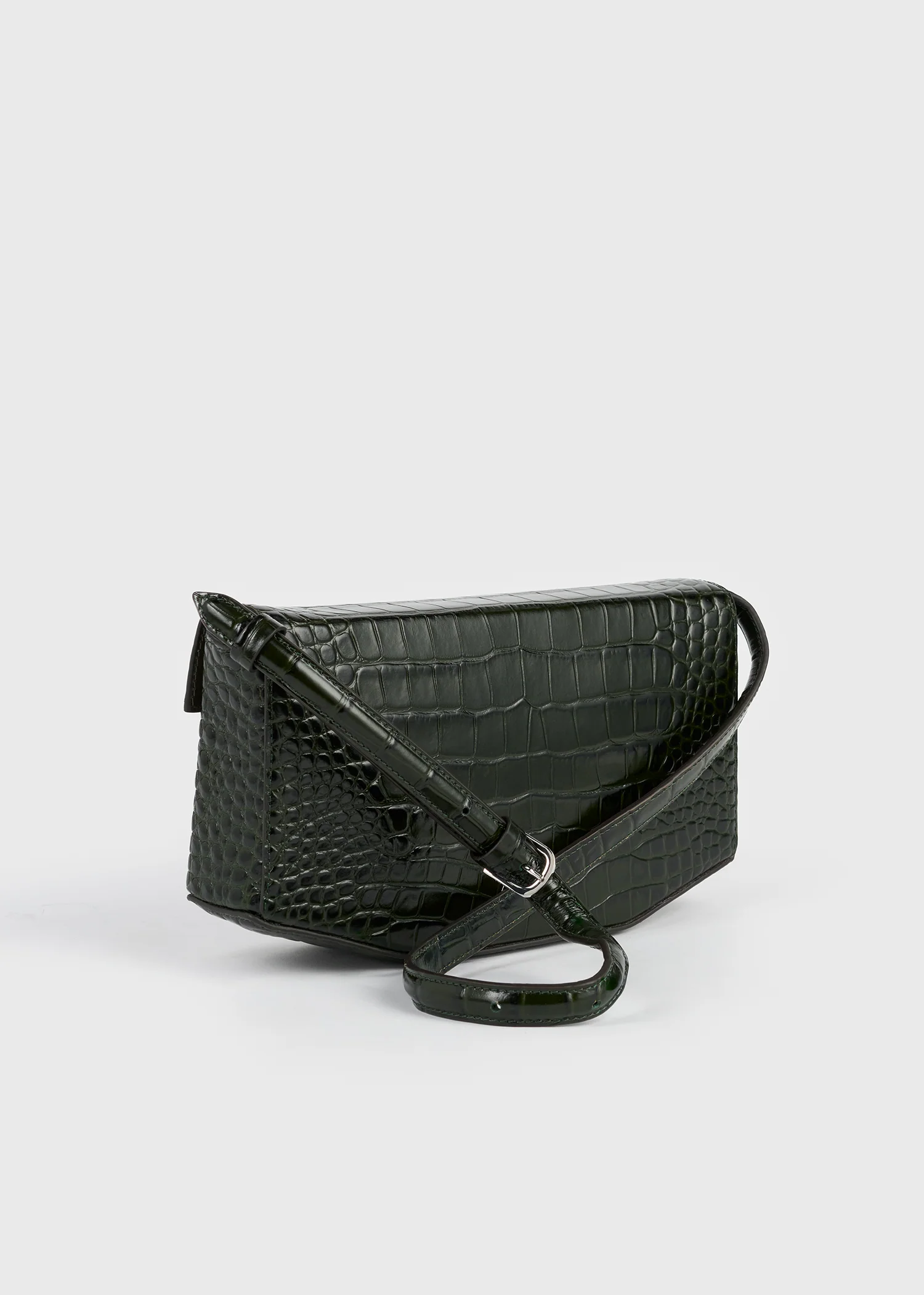 Clip croco-embossed clutch dark green - Image 4