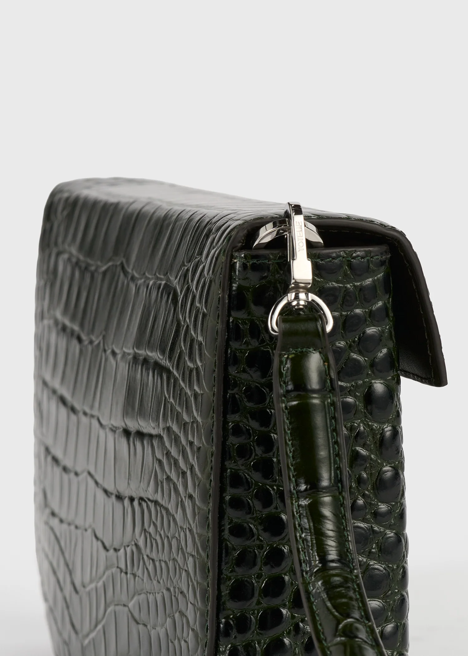 Clip croco-embossed clutch dark green - Image 5