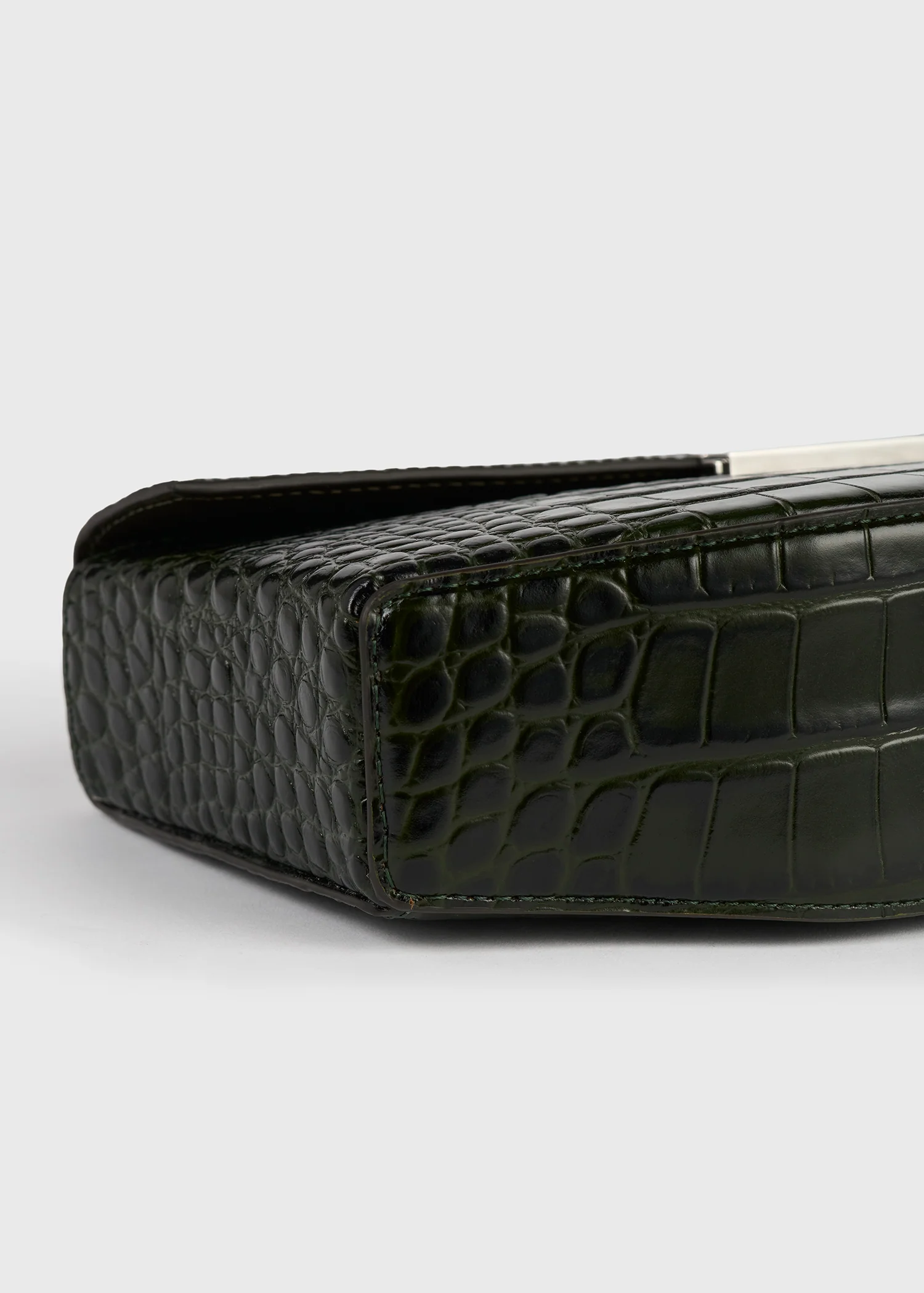 Clip croco-embossed clutch dark green - Image 6