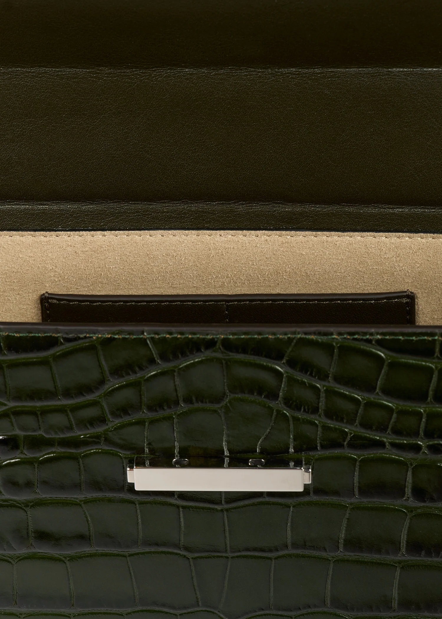 Clip croco-embossed clutch dark green - Image 7